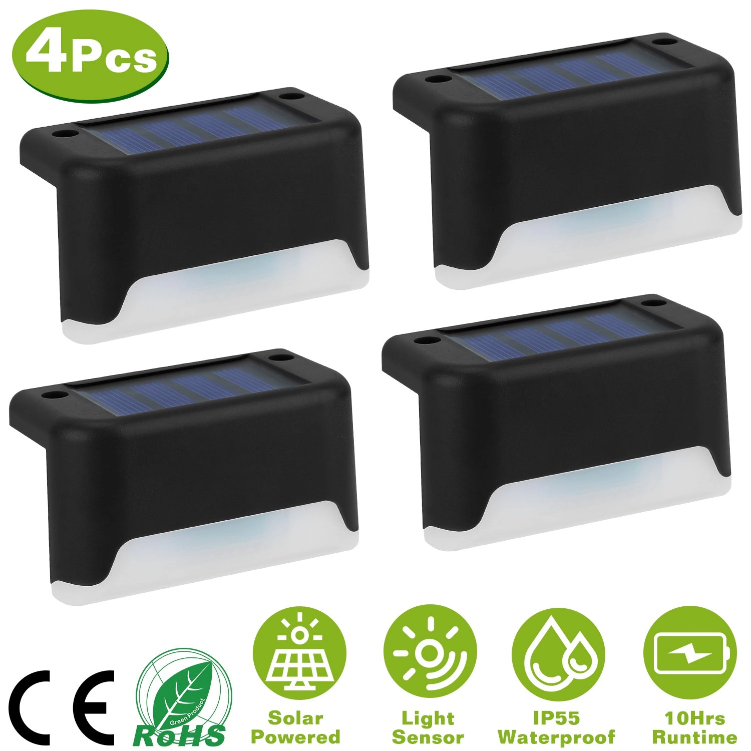 GBruno Solar LED Step Lights 4-Pack Outdoor Waterproof