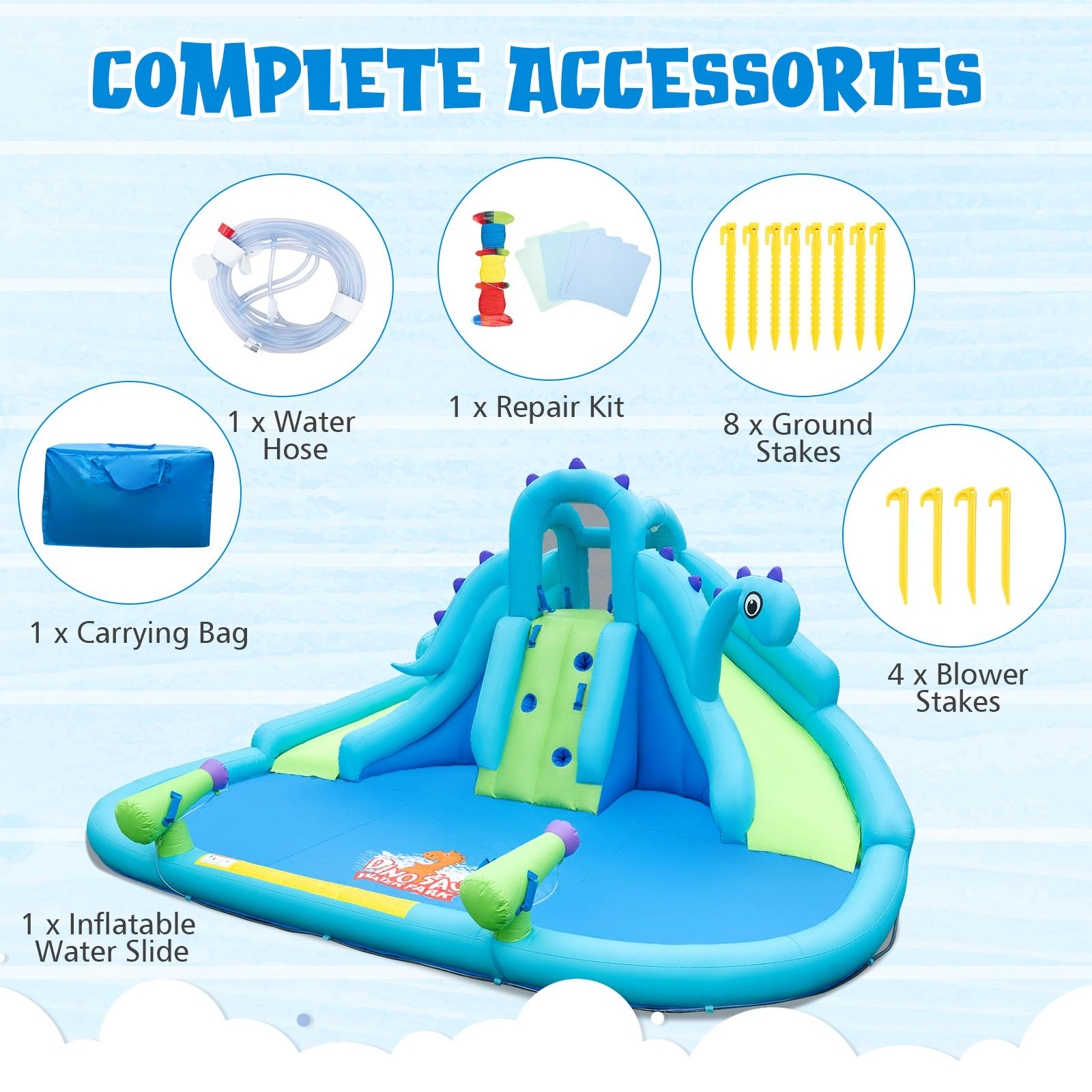 SUGIFT Dual Slides Climbing Wall and Large Splash Pool No Blower Kids Inflatable Water Slide