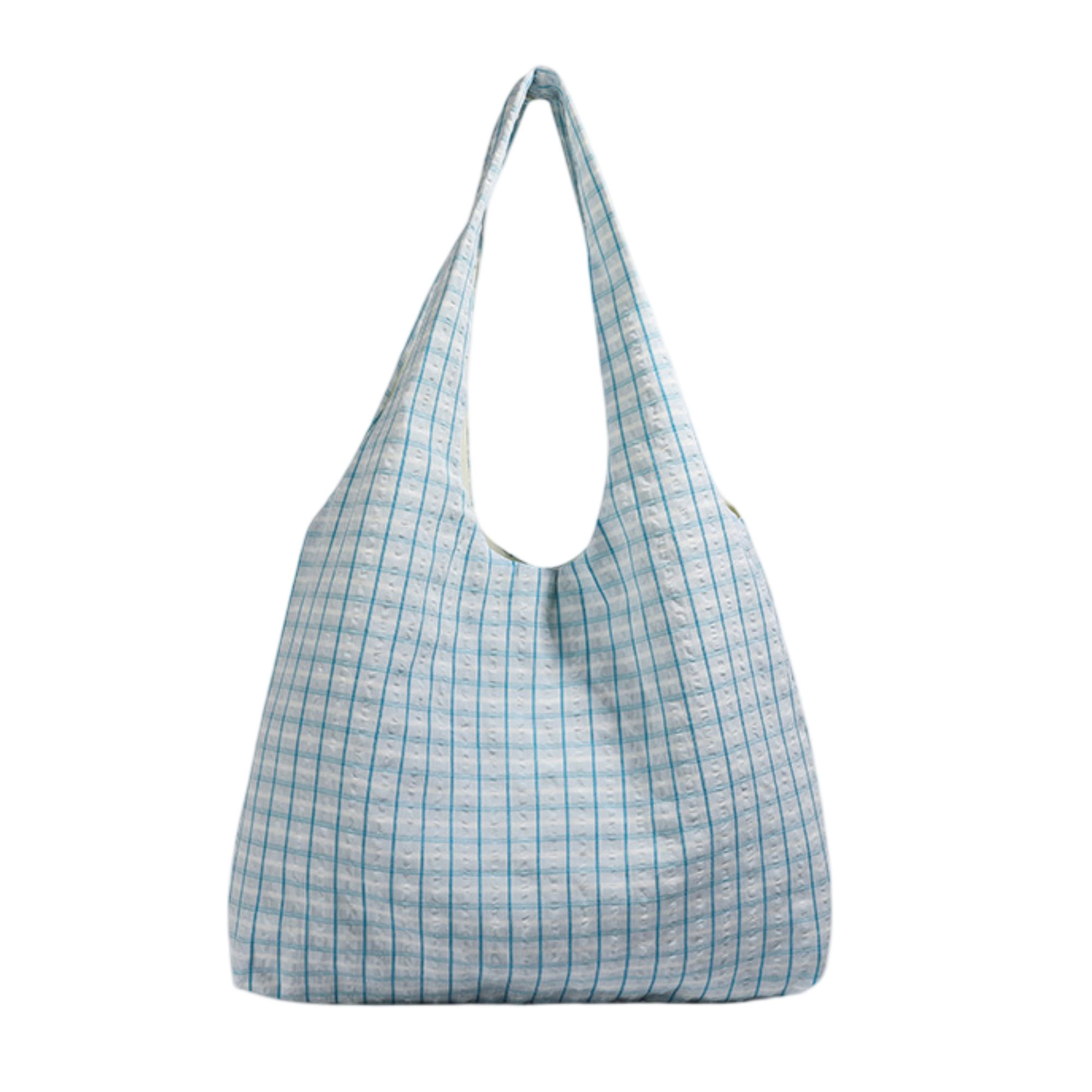 Alilang Women's Plaid Hobo Tote Bag with Soft Slouchy Shape and Shoulder Handle, Blue
