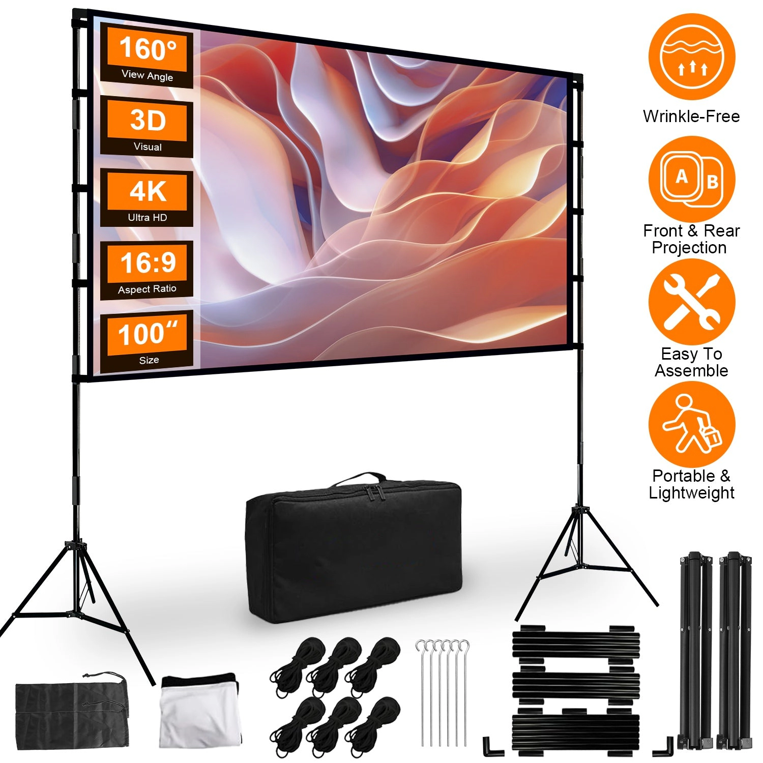 GBruno 120 In 4K HD Projector Screen With Stand