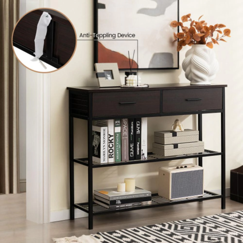 Hivvago Functional 39.5" Hallway Table with Drawers and Two-Level Storage