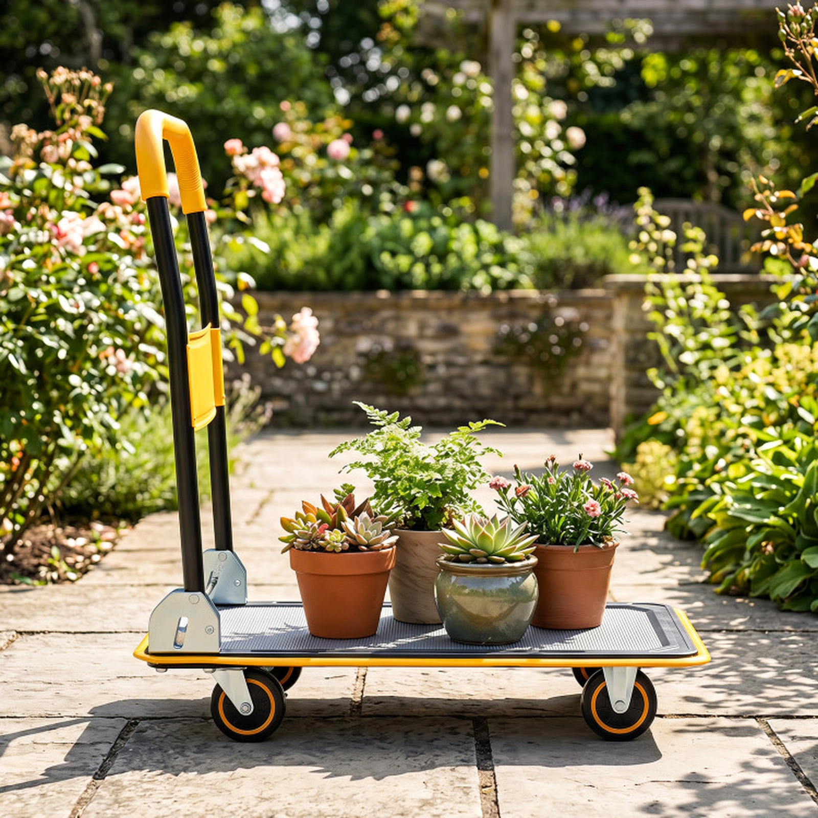 SUGIFT 560-lb Capacity Folding Push Cart Dolly Flat Bed Platform Moving Truck with Swivel Casters and EVA Handle