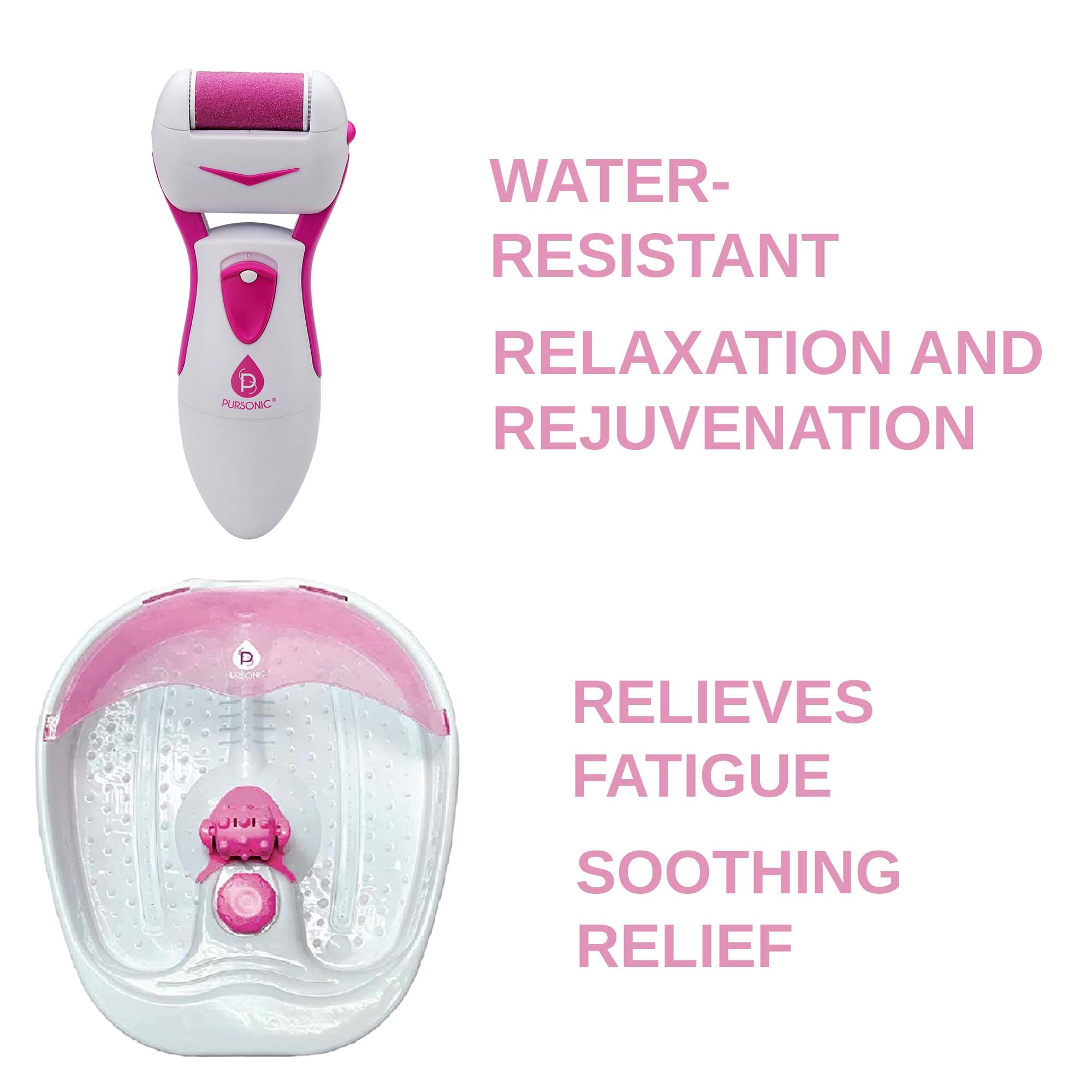 Pursonic Unisex Complete Foot Care & Spa Bundle – Heated Foot Massager, Tea Tree Oil Foot Soak, Callus Remover & Foot Smoother Set