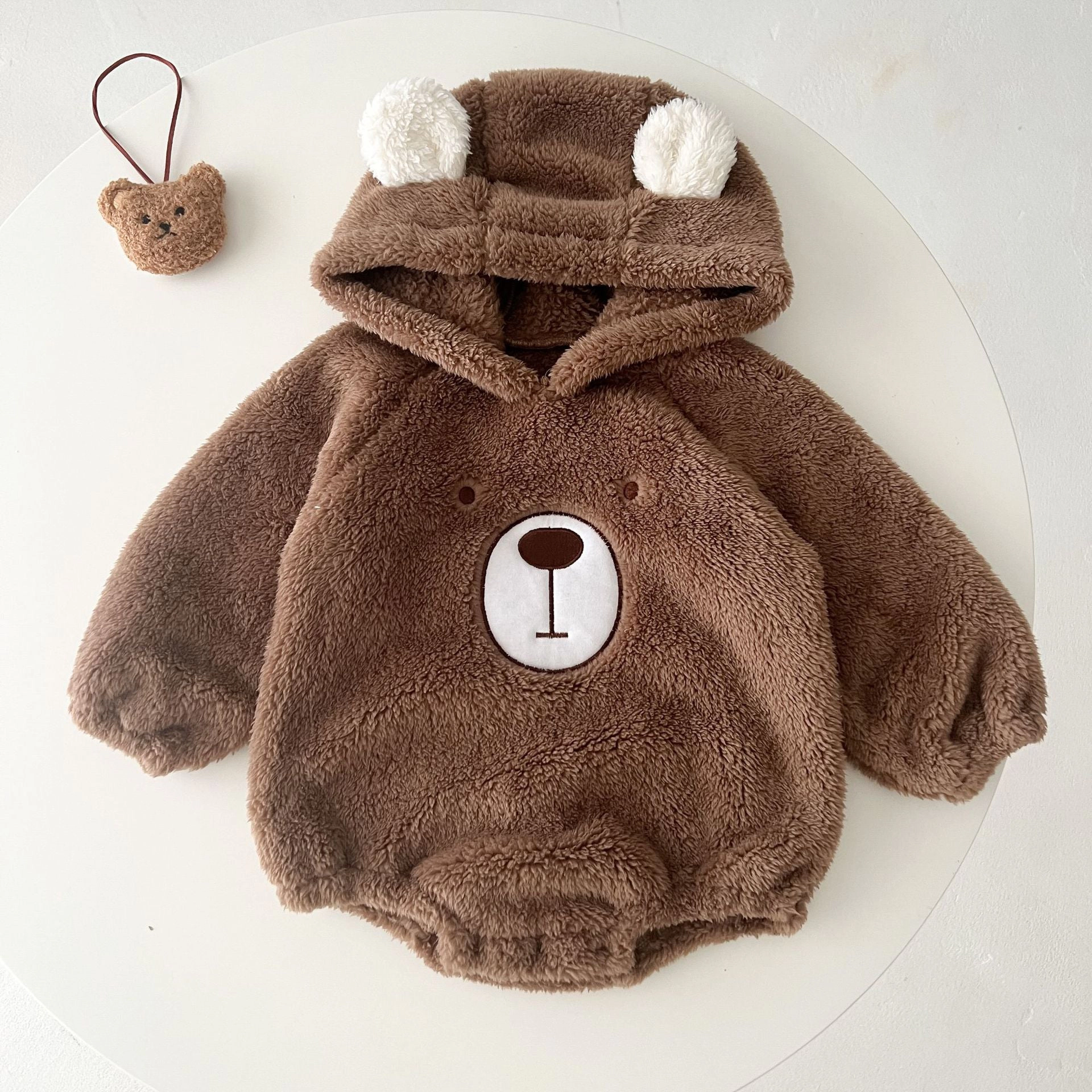 Mykids-usa Baby Bear Embroidered Pattern Soft Bodysuits In Autumn