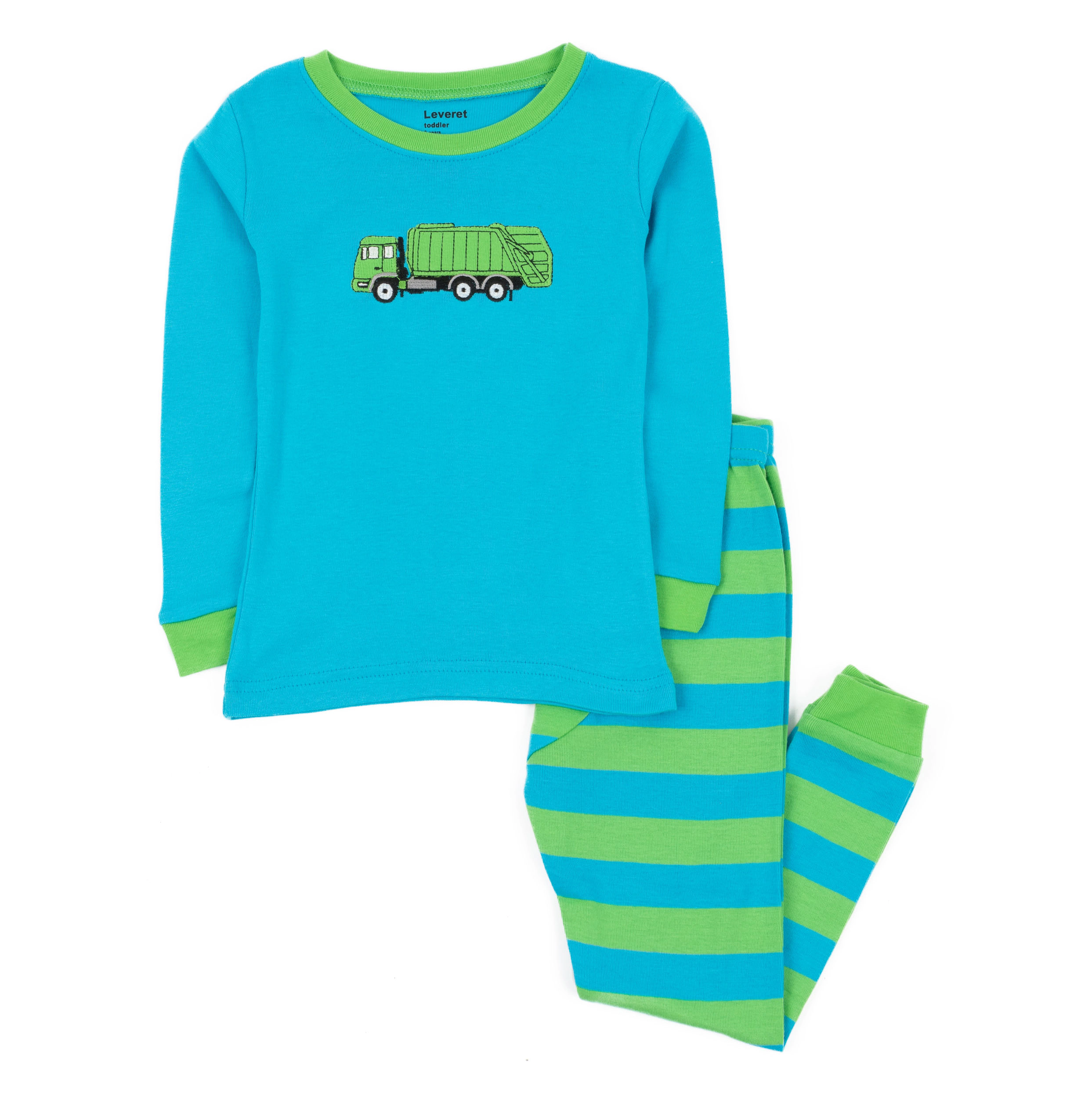 Leveret Baby/Toddler/Kids 2-pc Cotton Snug Fit Striped Vehicle Print Pajamas