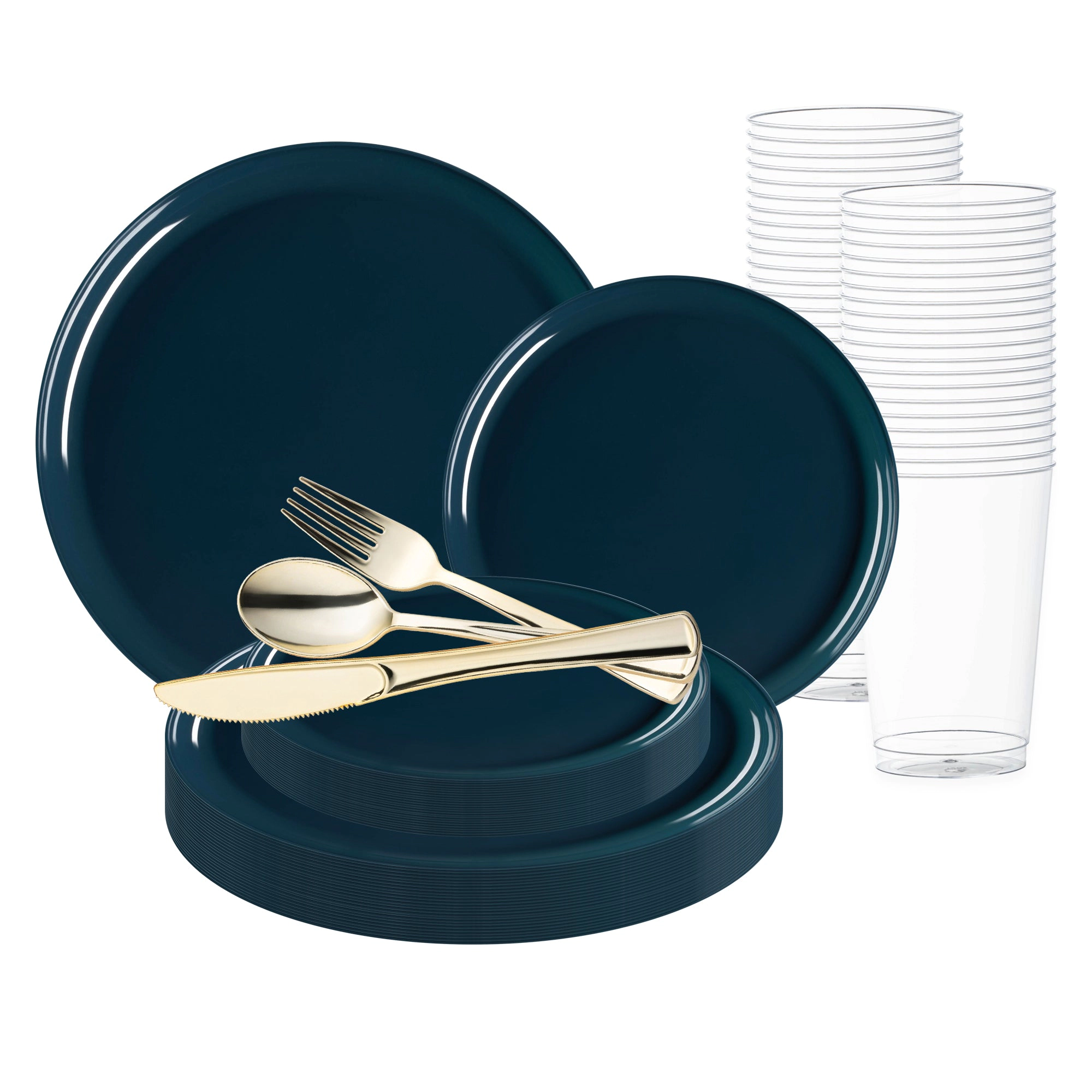 Smarty Had A Party Navy Flat Round Disposable Plastic Wedding Value Set
