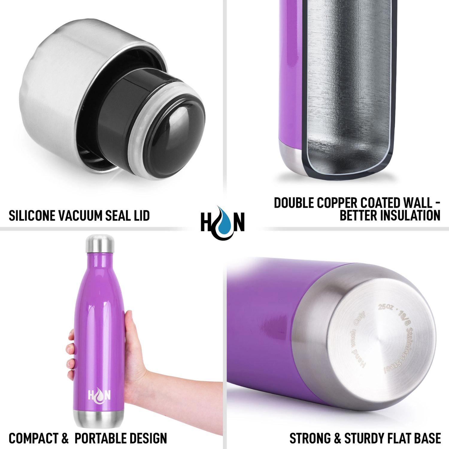 Zulay Kitchen 25oz Stainless Steel Water Bottle - Double Wall Insulated Metal For Hot & Cold Drinks