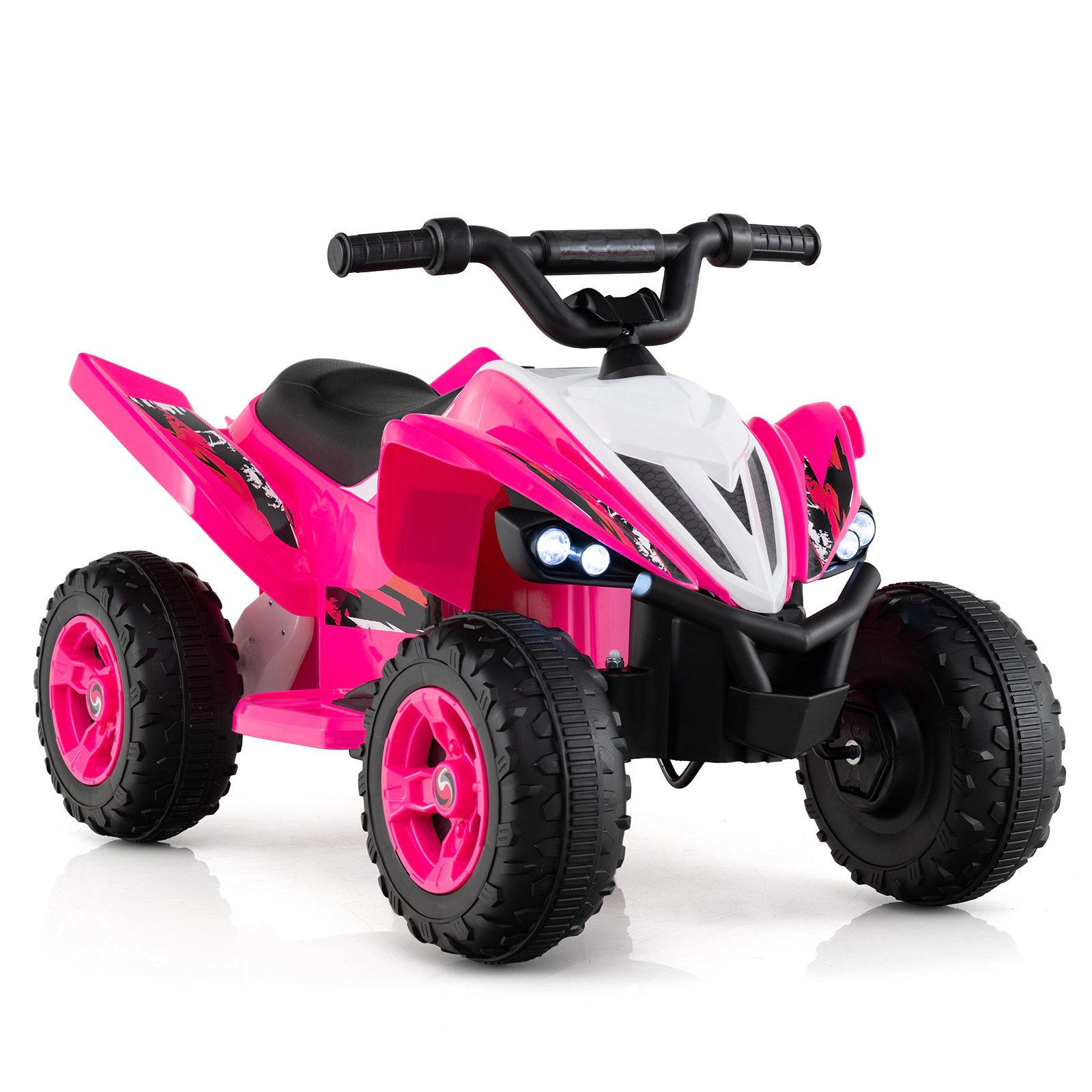 SUGIFT Pink LED Lights and 7 mph Top Speed 12V Kids Ride On ATV 4-Wheeler Quad