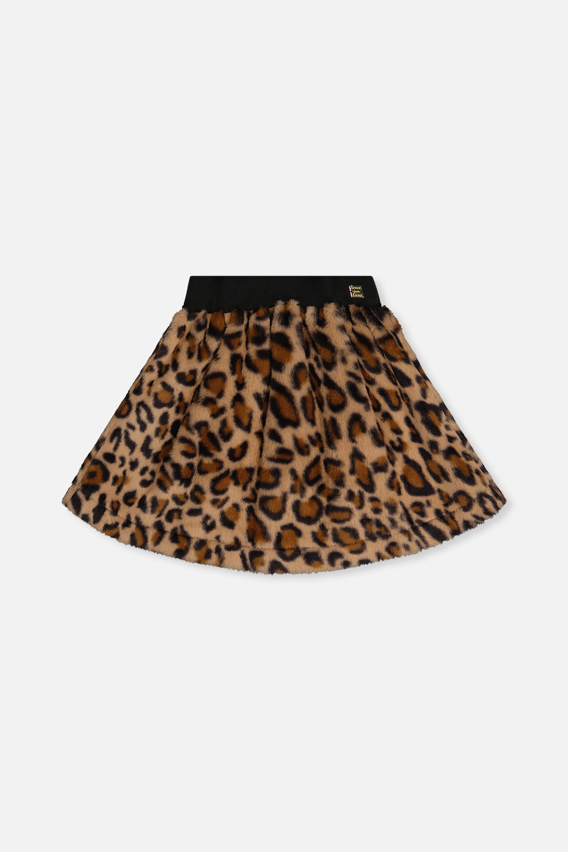 Deux par Girls Elastic Waist A-Line Leopard Print Faux Fur Skirt