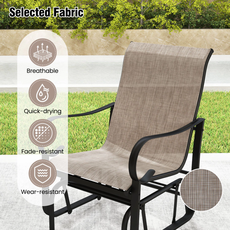 Hivvago Outdoor Glider Chairs Set Of 2 With High Backrest Breathable Mesh Fabric And Metal Frame