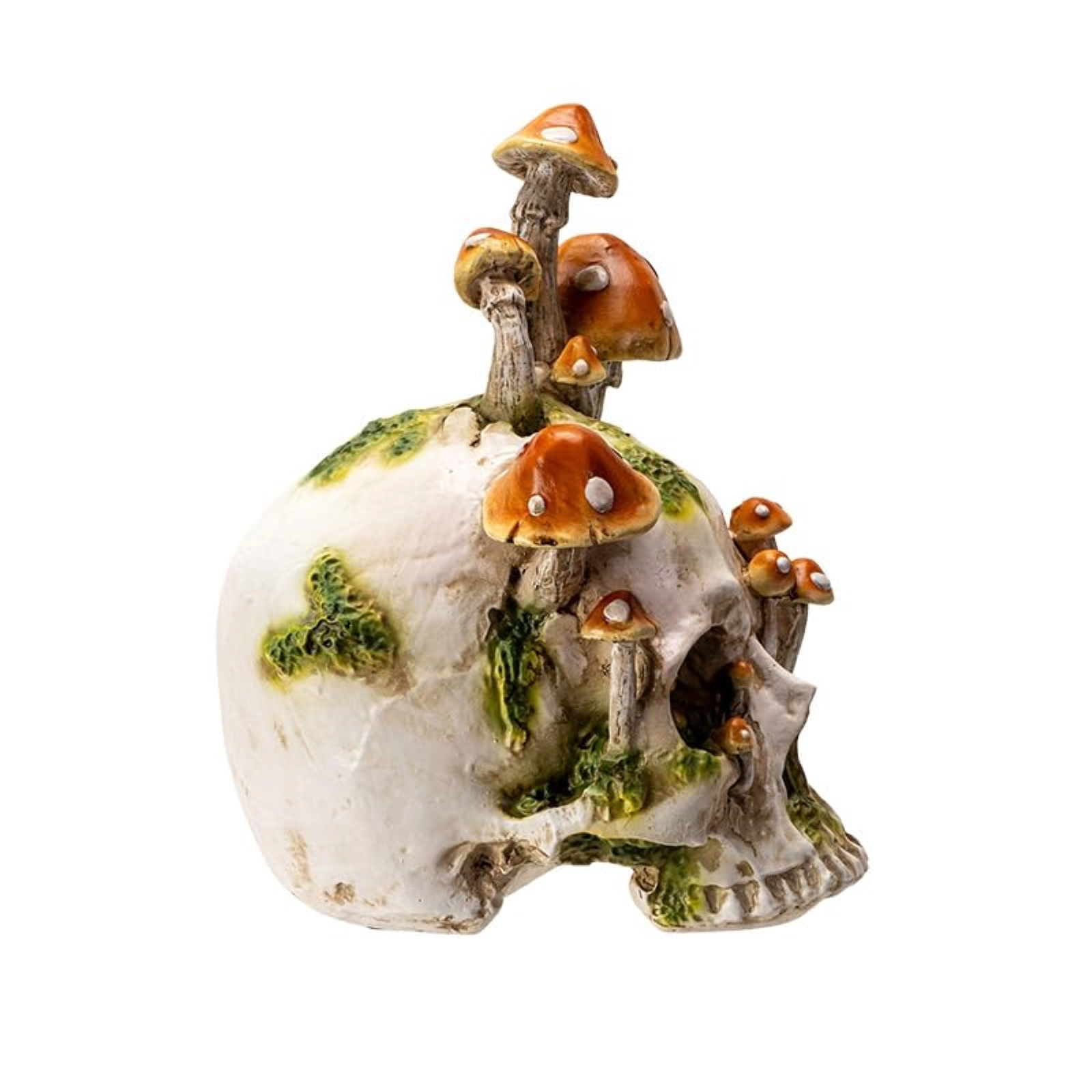 Pacific Giftware Large Human Skull with Mushrooms Growing Fungi Halloween Figurine Decoration 11.8 inch