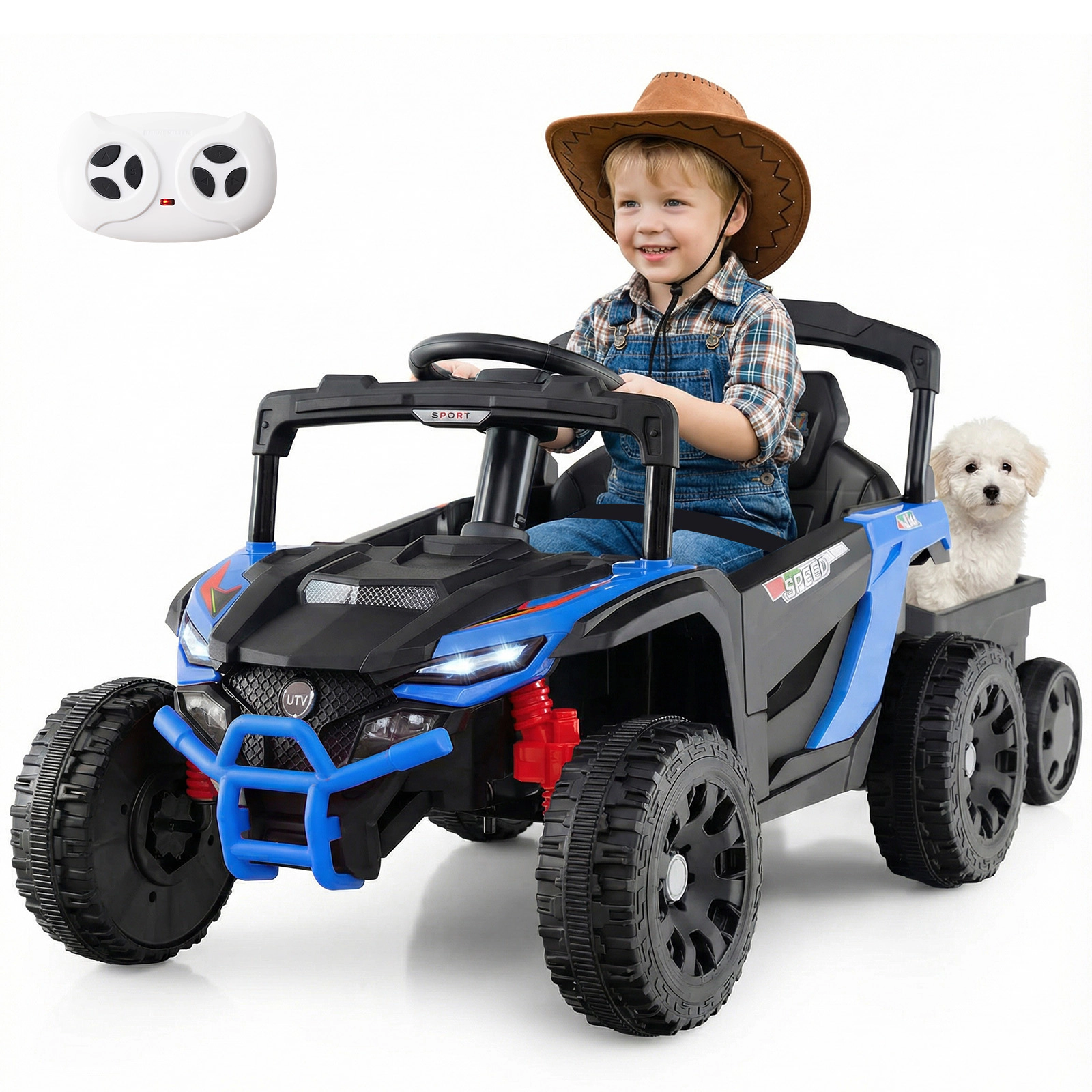LJG Kids 12V Battery Powered Ride on Tractor with Parent Remote Control