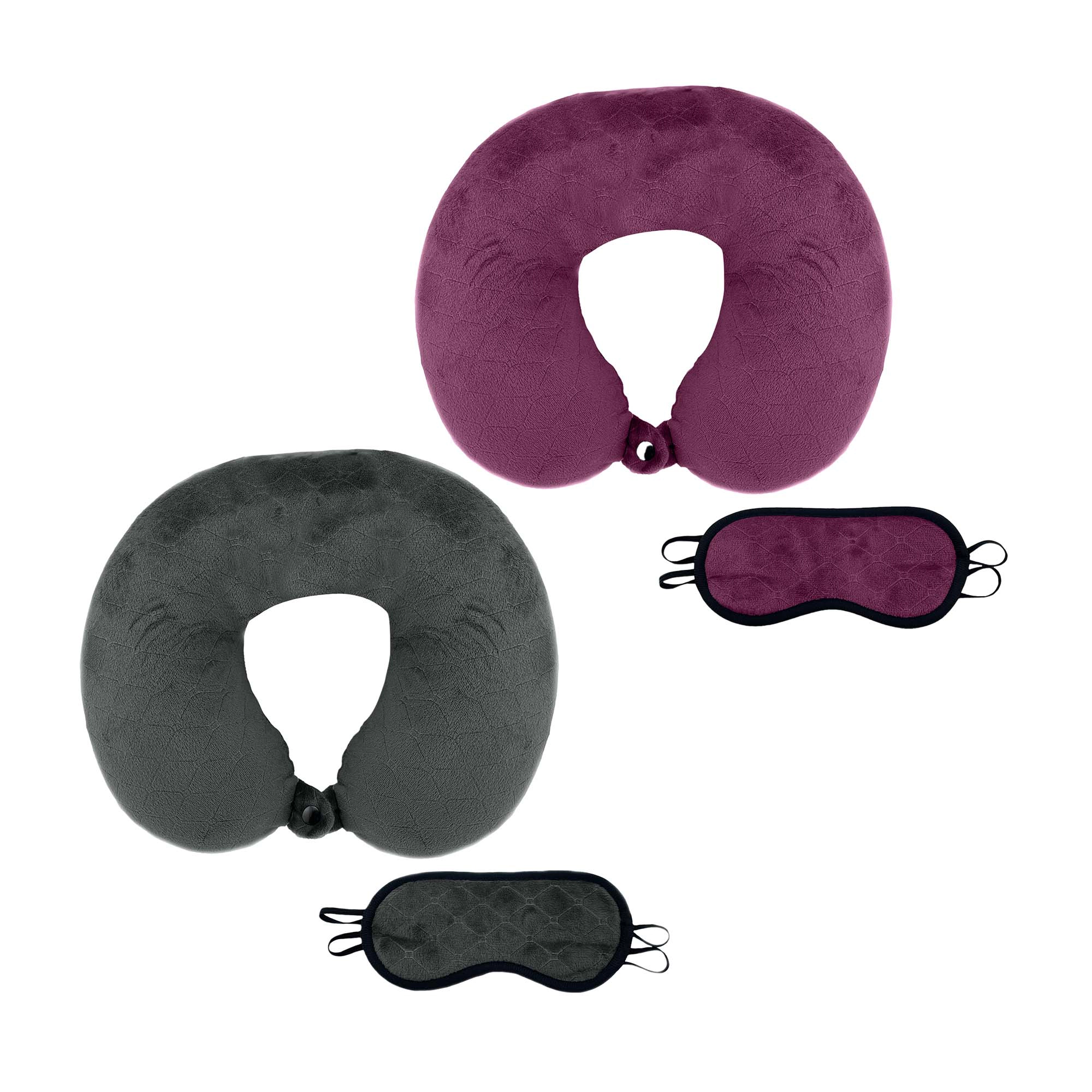 Pursonic Unisex 2 Memory Foam Travel Pillows with Sleep Masks – Ultimate Comfort for Couples on the Go