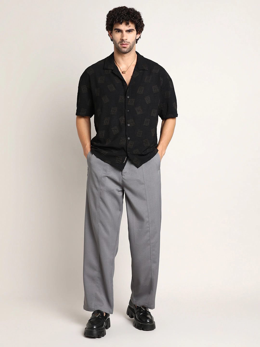 Campus Sutra Men's Indie-Cuban Oversized Shirt