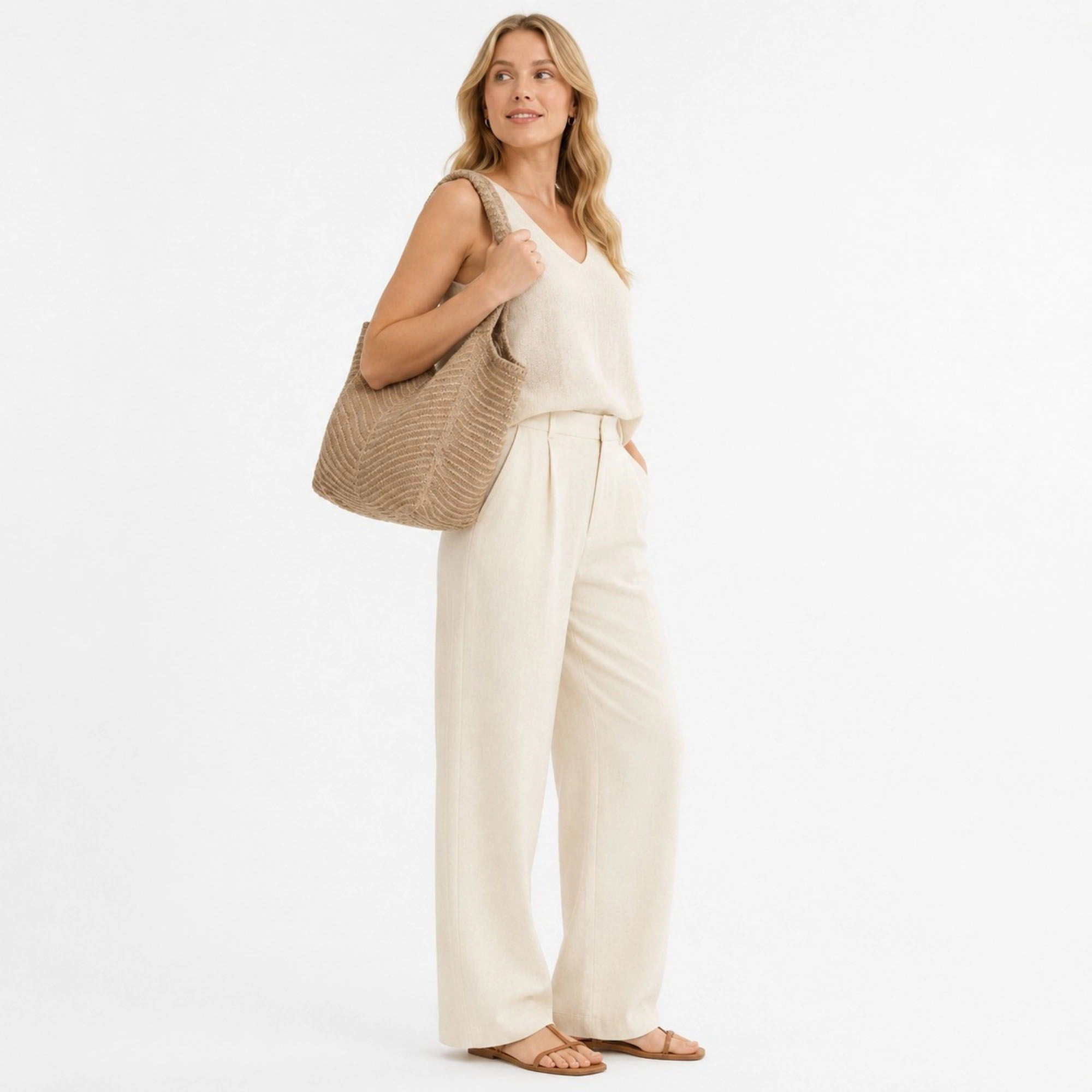 Alilang Women's Soft Knit Hobo Tote Bag with Textured Shoulder Strap