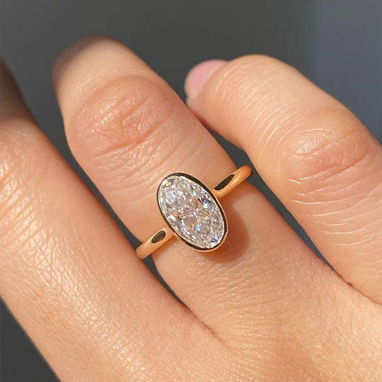 Wardrobe Whimsy Oval Cut Bezel Set Cubic Zirconia Solitaire Engagement Ring for Women