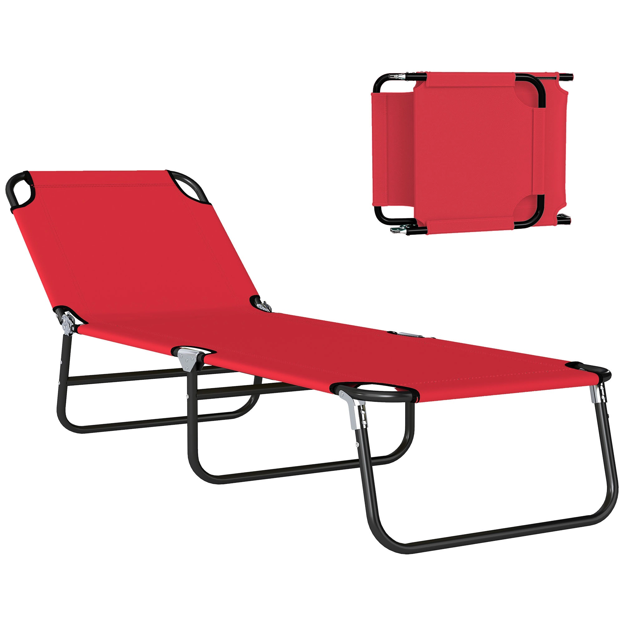 HONGGE Folding Chaise Lounge Chair, Outdoor Sun Tanning Chair, 5-Level Back, Pool Chair with Steel Frame, for Beach