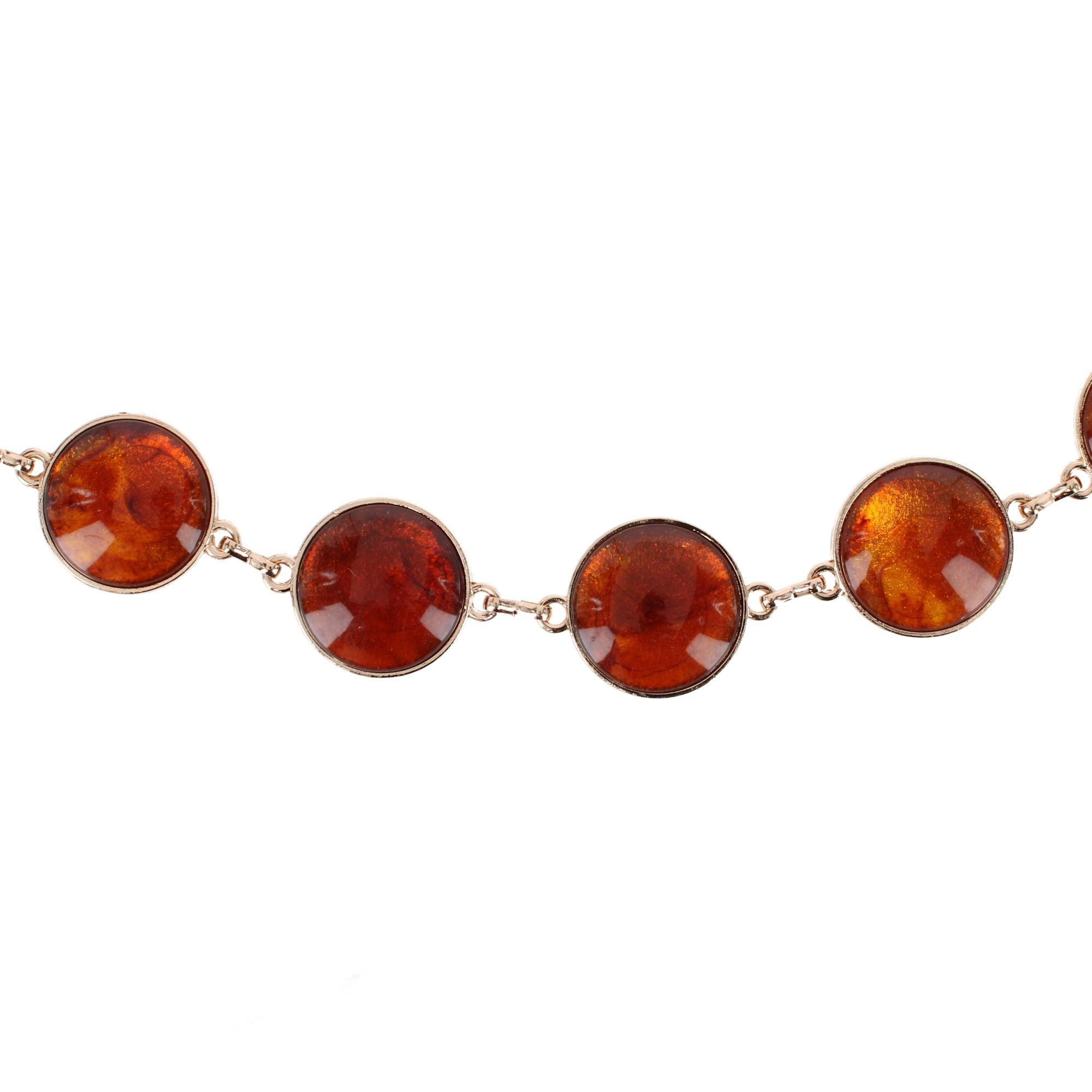 CTM Women's Round Stone Disc Chain Belt Adjustable Boho Waist