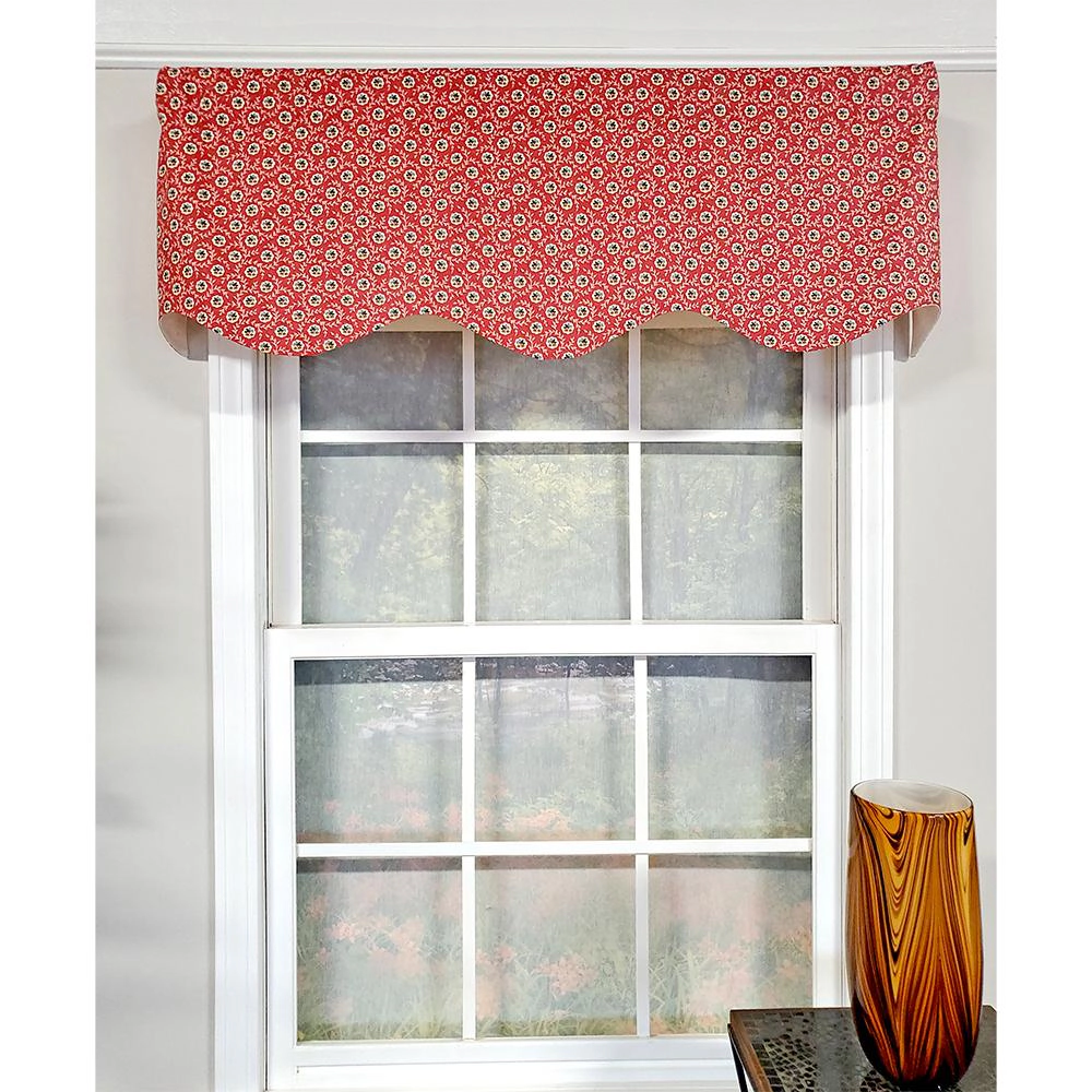 RLF Home Athima Provence Mini Flower Bouquets Lining Effortless Installation Elegant Window Valance 50" x 15" Red