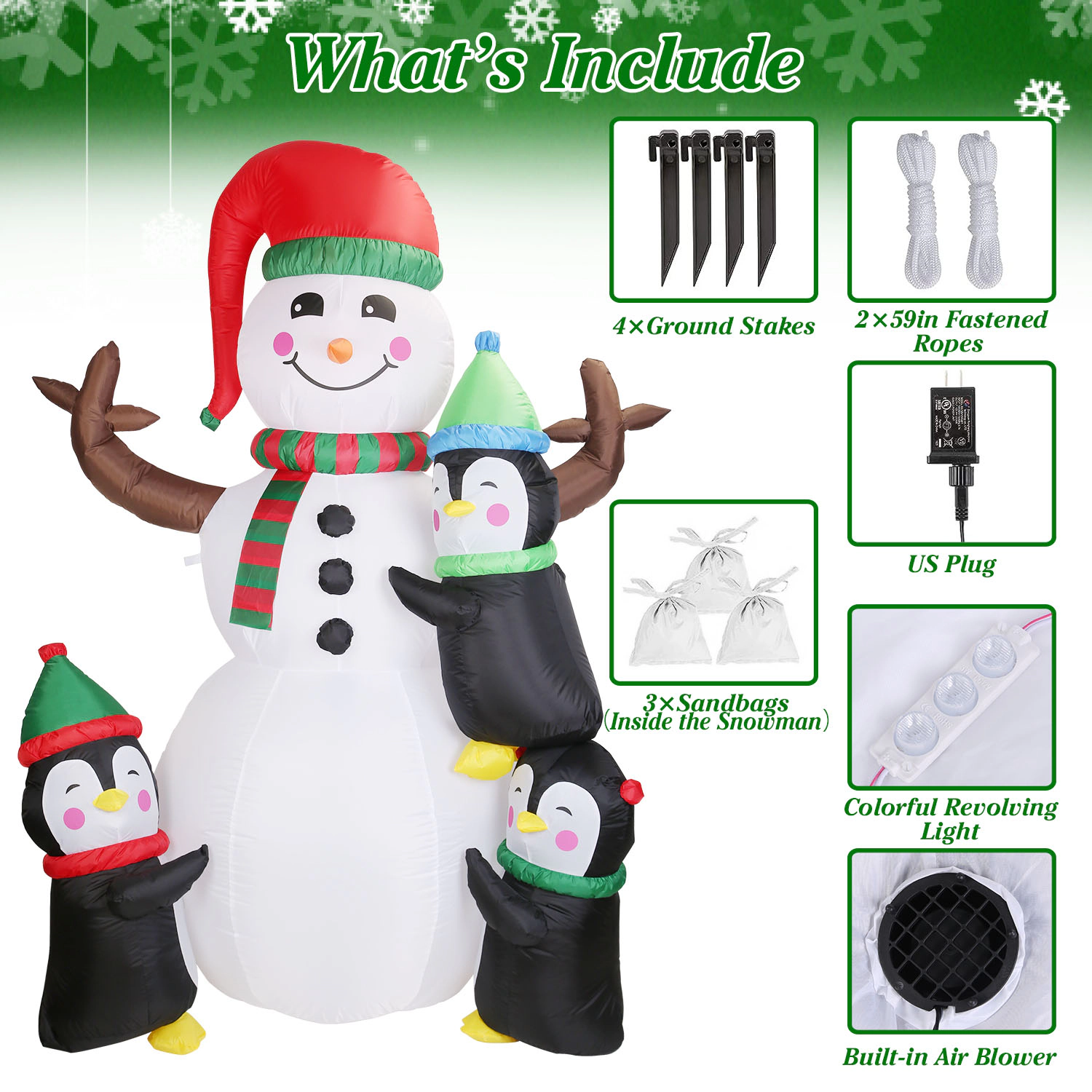 GBruno 5.9ft Inflatable Snowman Penguin Decoration