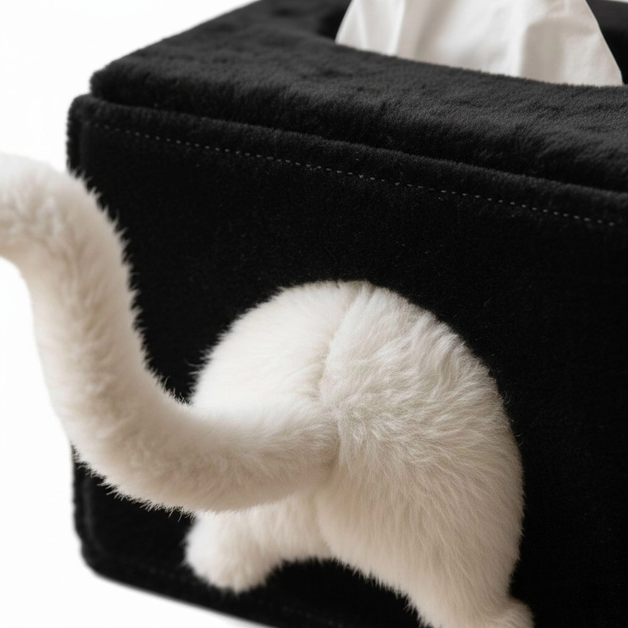 Alilang Unisex Cat Tail Shaped Tissue Box Cover Soft Plush Decorative Holder