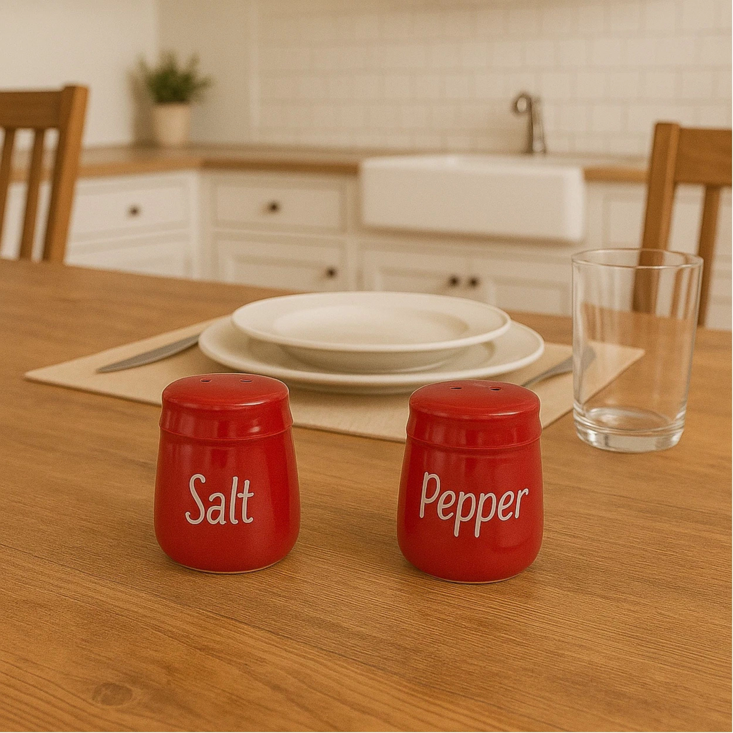 Home Collection Red Ceramic Salt & Pepper Shaker Set