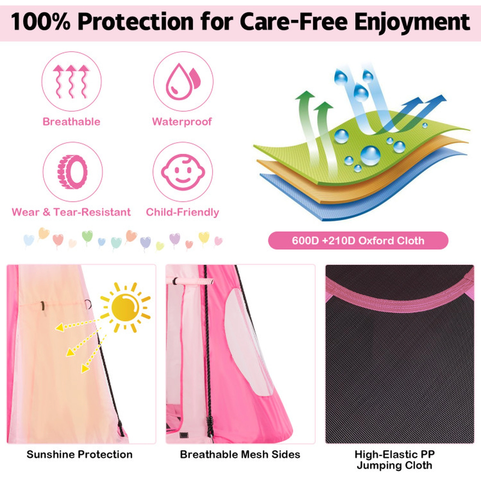 SUGIFT 2-in-1 40-in Kids Hanging Chair Swing Tent Set 330-lb Capacity Outdoor Play Set Pink Shown in the Picture