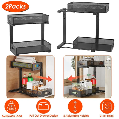 GBruno 2-Tier Pull-Out Under Sink Organizer 2 Pcs