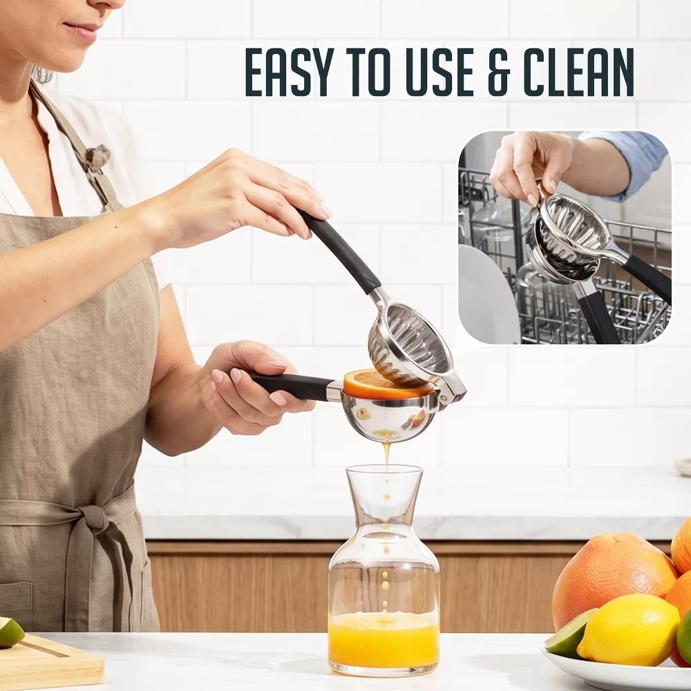 Luminuxe Stainless Steel Lemon Squeezer–Large Manual Citrus Juicer, Non-Slip Grip, for Lemon, Lime, and Orange Juicing
