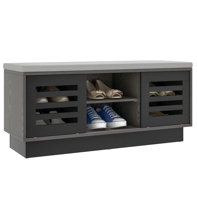 Hivvago Shoe Bench with 6 Storage Compartments and 3 Adjustable Shelves
