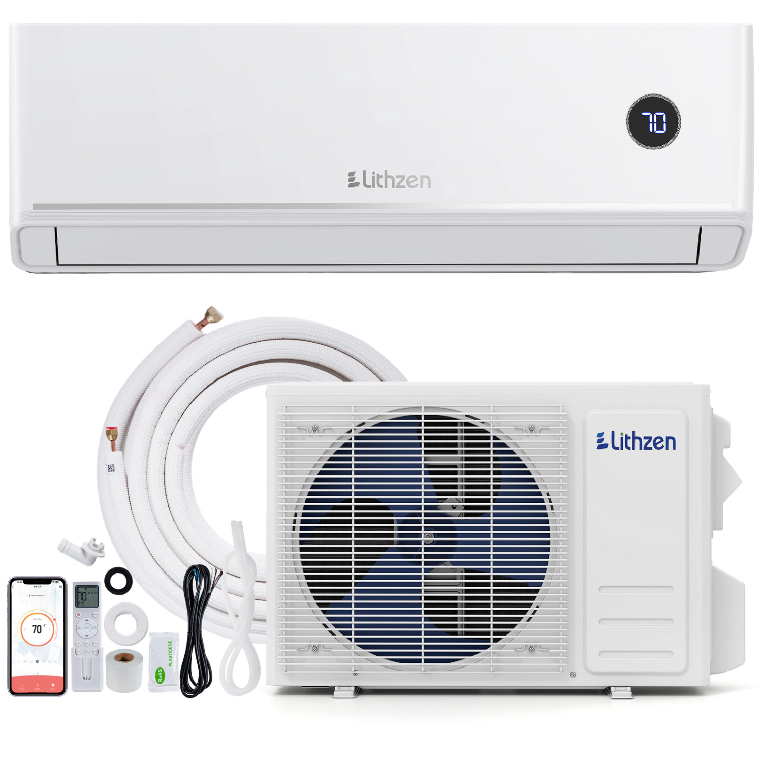LJG 12000 BTU 18.1 SEER2 208/230V Mini Split Air Conditioner Works with Alexa