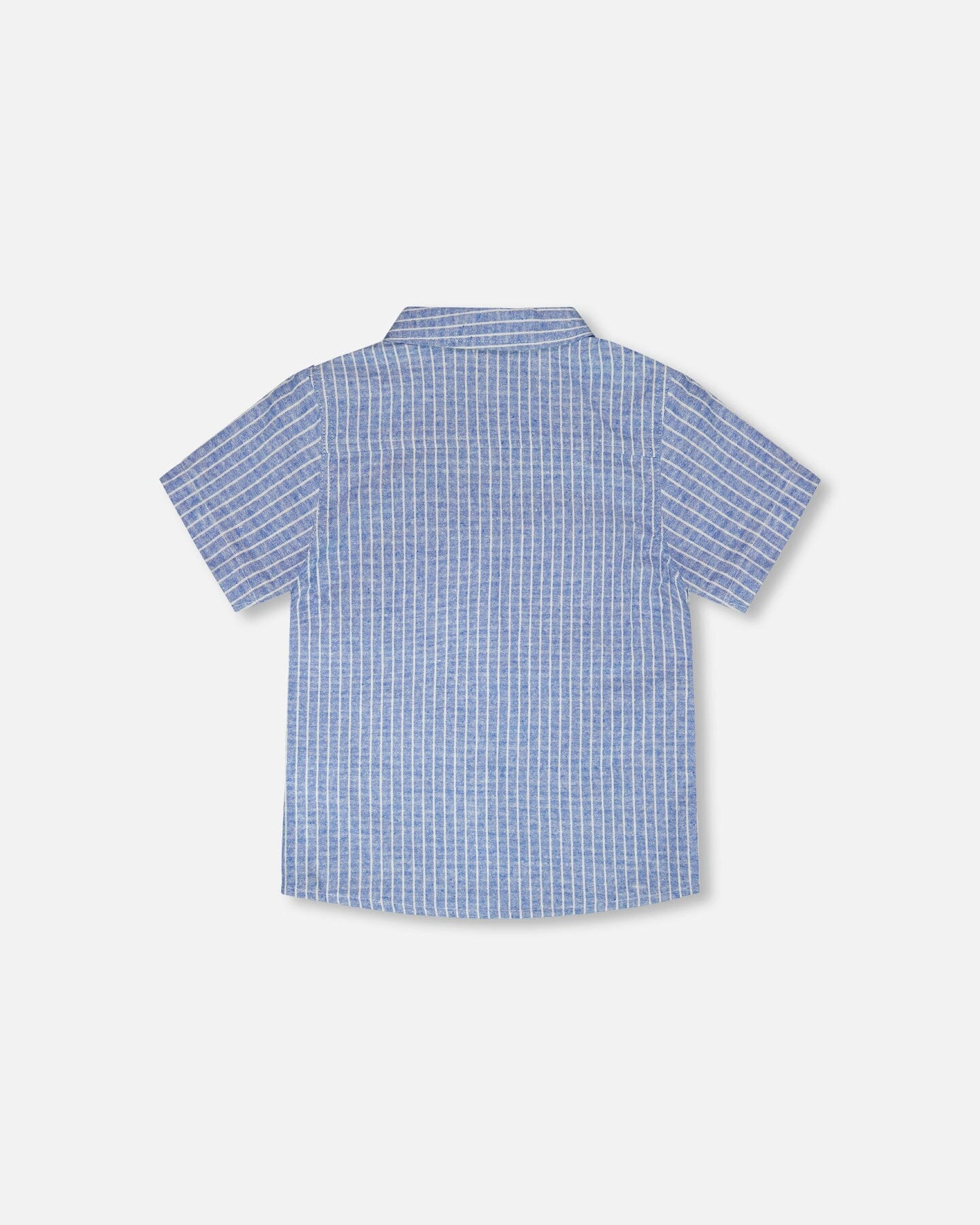 Deux par Boys Printed Chambray Short-Sleeve Shirt Denim Stripes