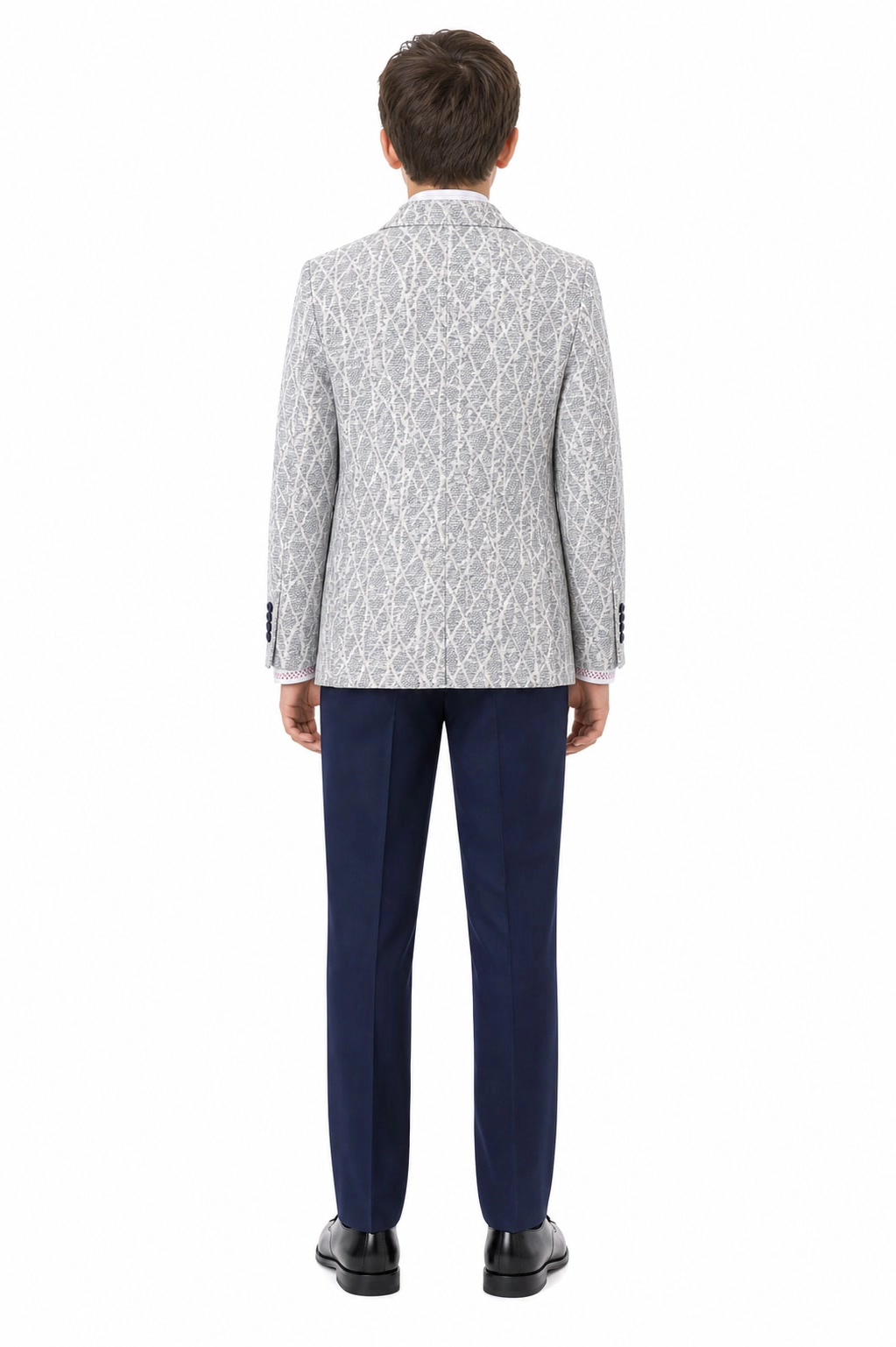 Elie Balleh Boys Slim Fit Geometric Pattern Blazer