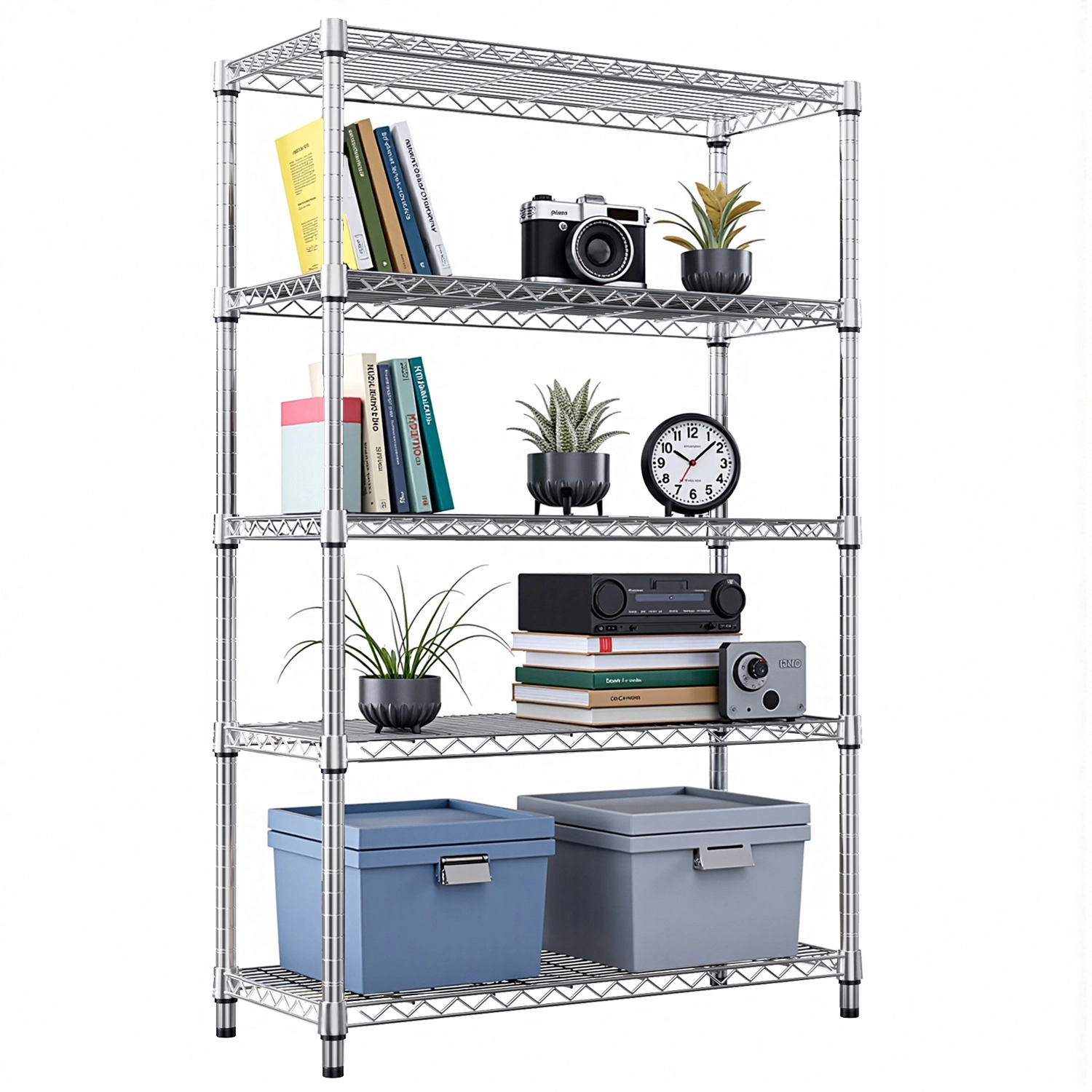 Flynama 5 Tier Heavy Duty Steel Storage Rack 1750lb 72 in. H Adjustable Shelving Unit for Home Kitchen and Garage