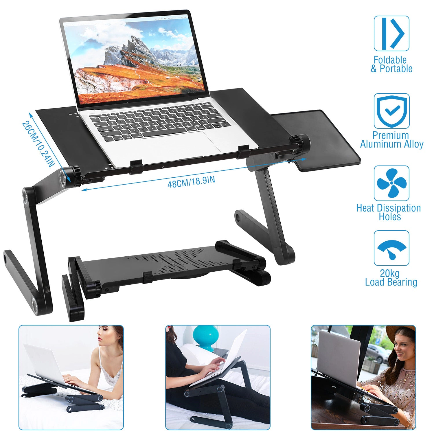 GBruno Aluminum Alloy Foldable Laptop Table With Mouse