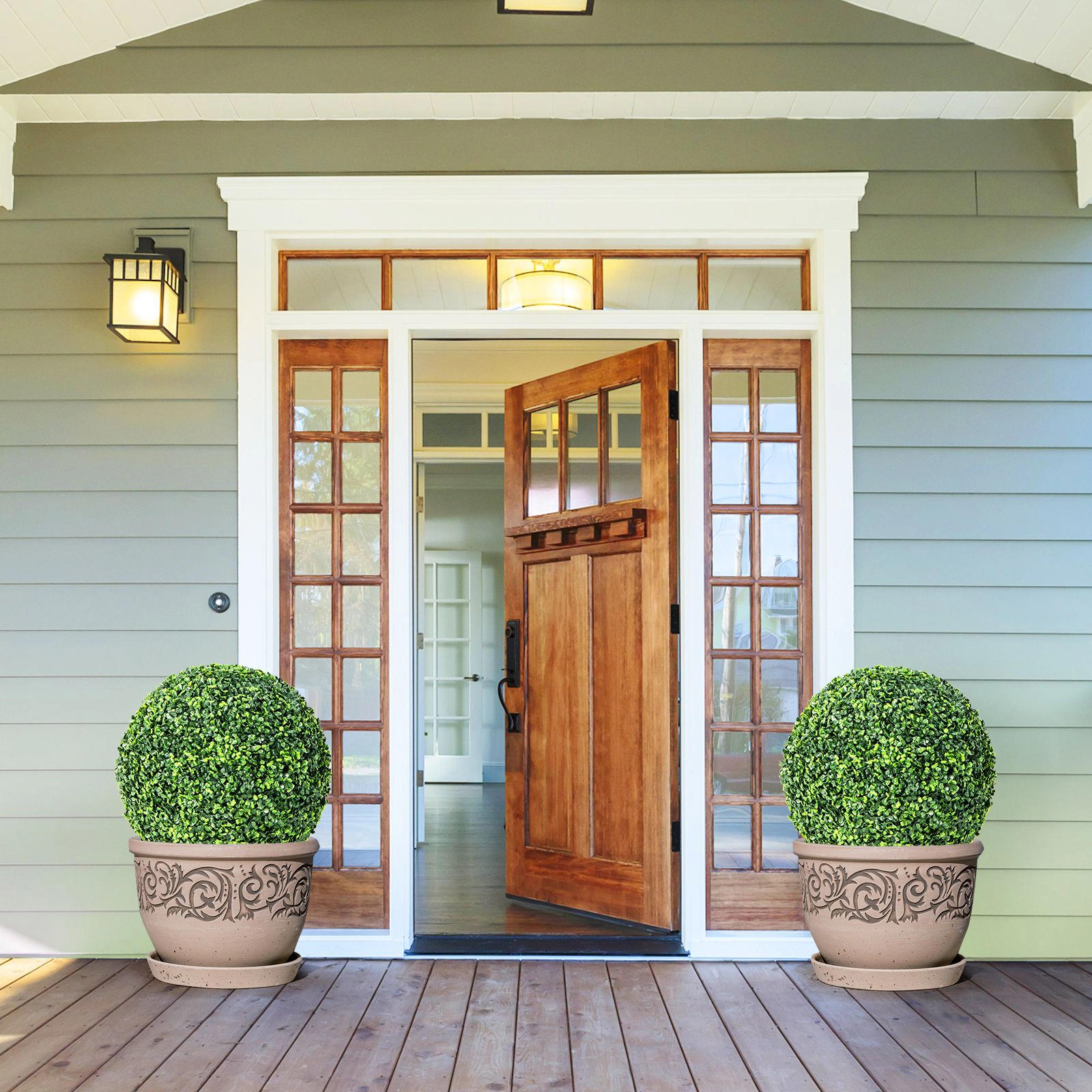 SlickBlue 2 Pieces 19 Inch Artificial Boxwood Topiary Balls for Decor