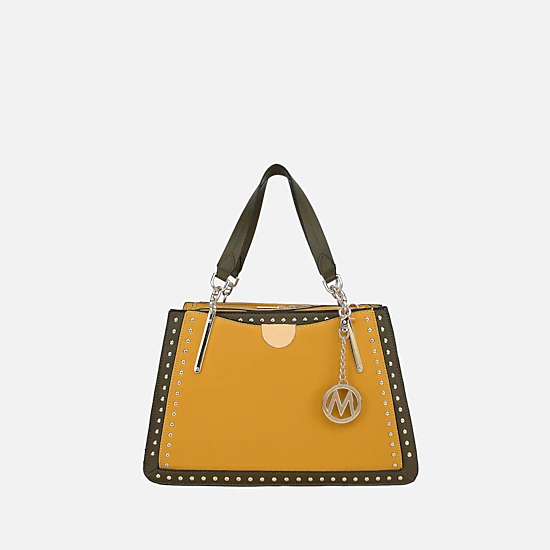 Mia K Collection Aubrey Vegan Leather Satchel - 3-Compartment
