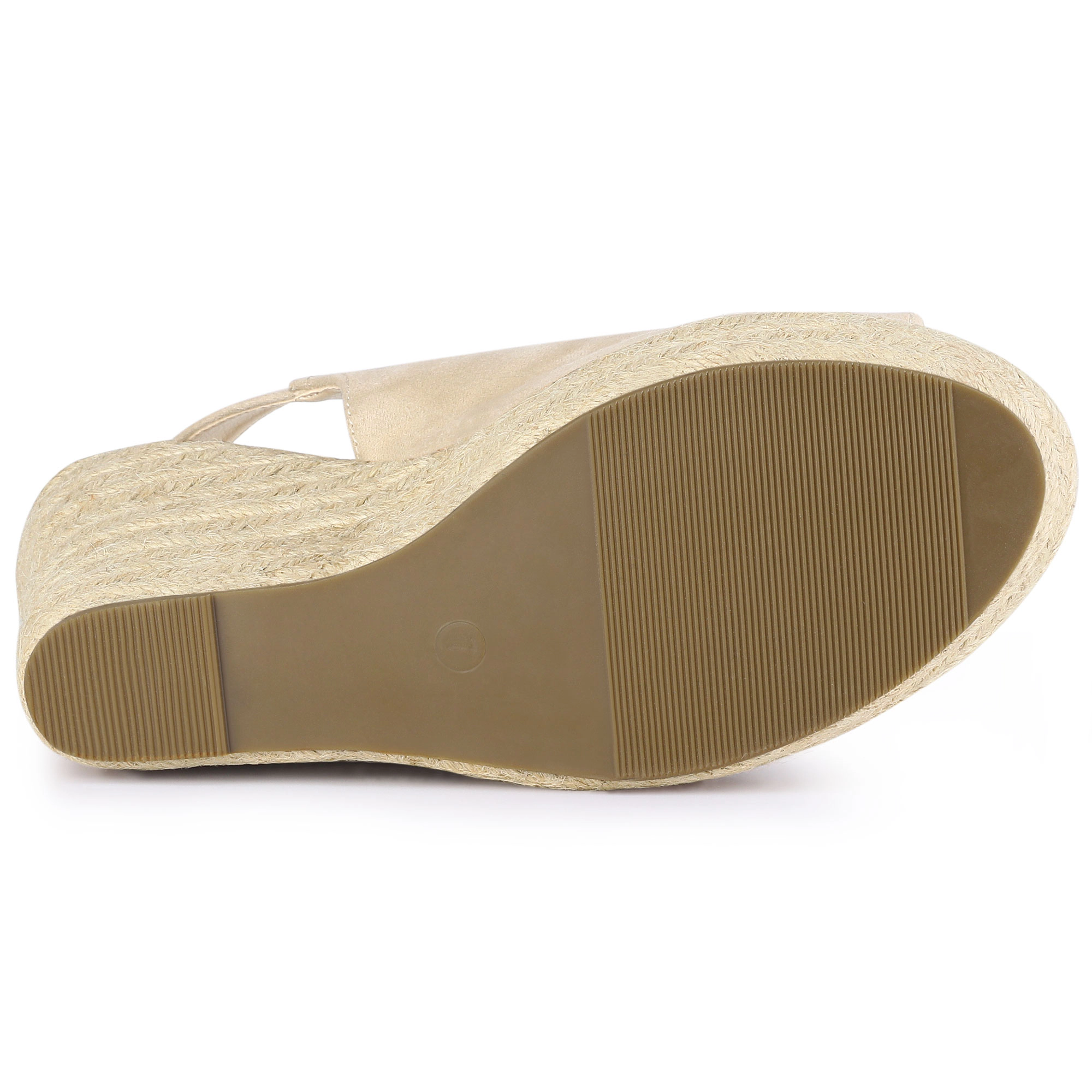 BLISSFUL STEP Women's Faux Suede Platform Slingback Espadrille Wedge Sandals