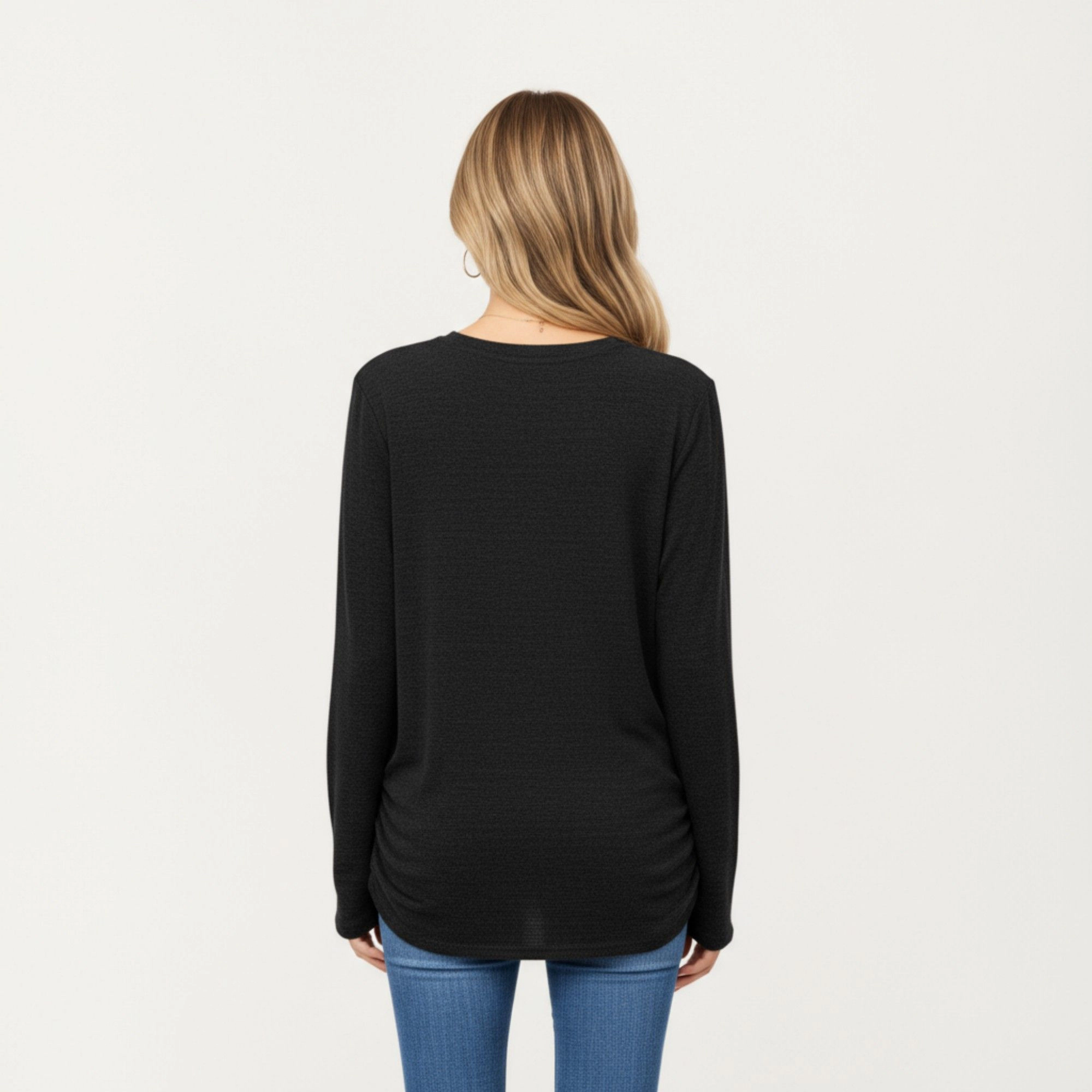 Anna-Kaci Women's Crew Neck Soft Knit Relaxed Fit Long Sleeve Top