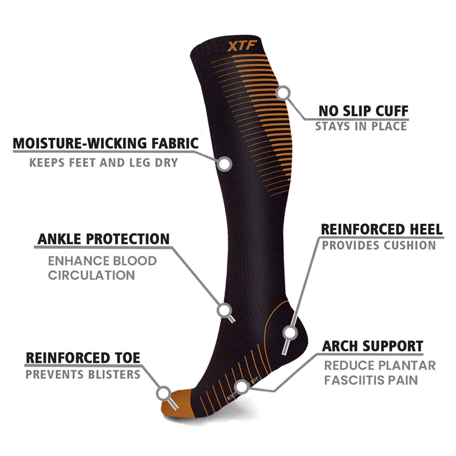 Extreme Fit Copper Compression Socks - Knee High For Running