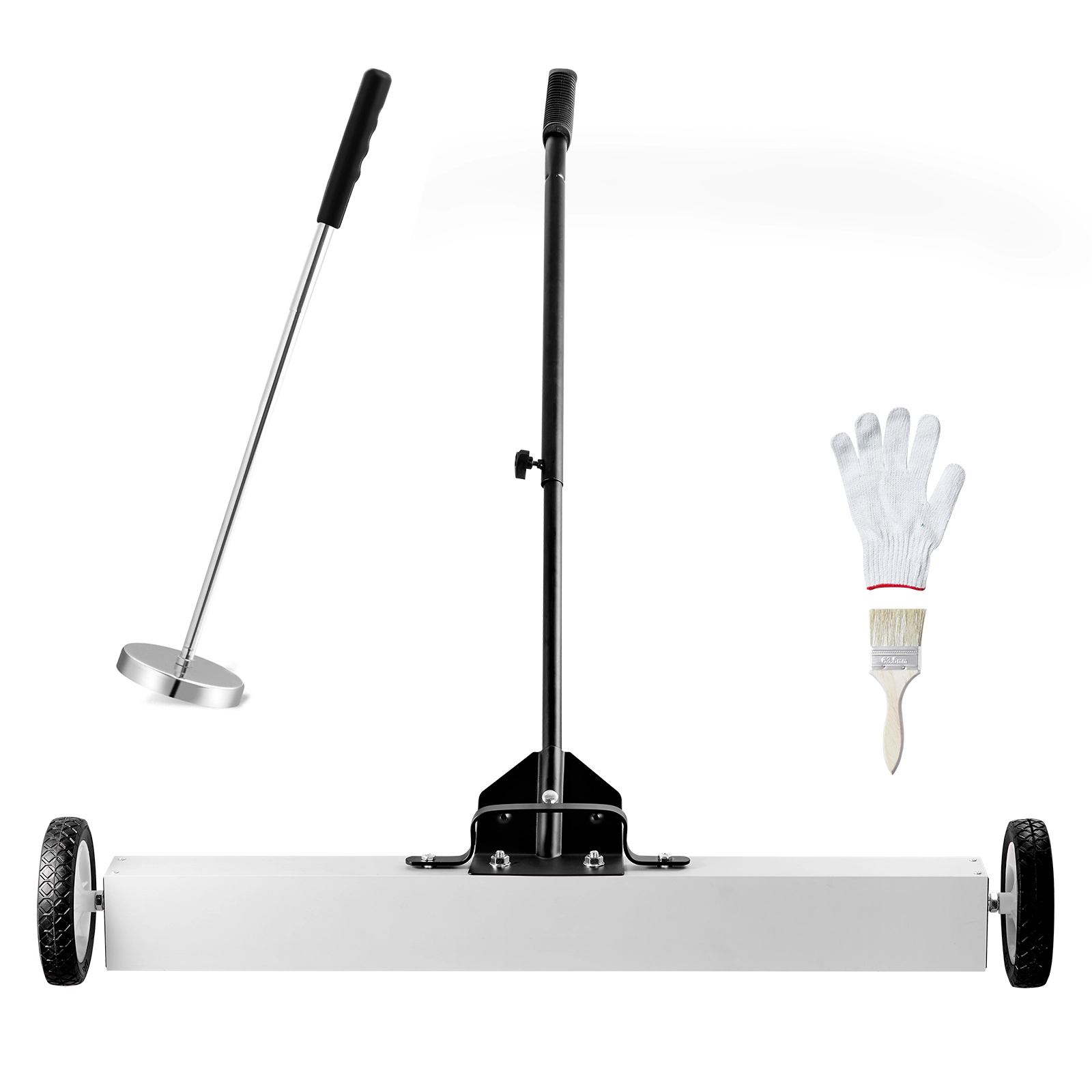 HONGGE Magnetic Sweeper with Wheels with Telescoping Magnetic Pickup Tool Adjustable Handle Magnetic Pickup Sweeper to