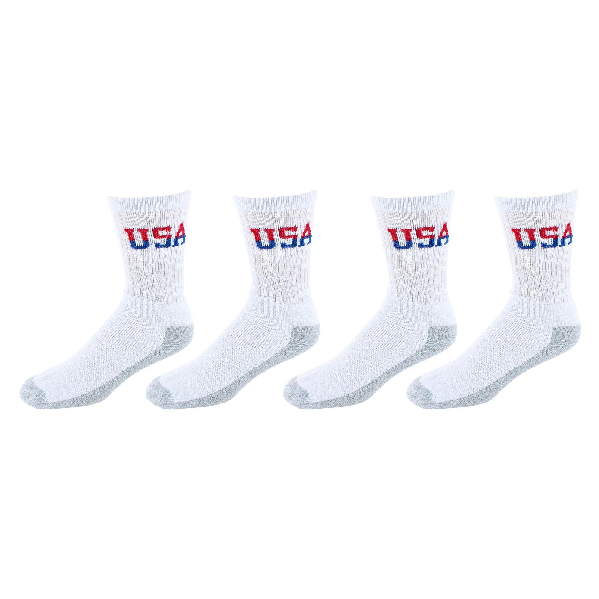 Power Club Men's Cotton Blend USA Crew Sport Socks (4 Pairs)