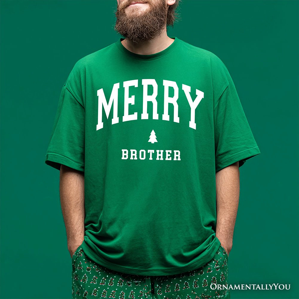 OrnamentallyYou Mens Merry Brother Retro Christmas T-Shirt