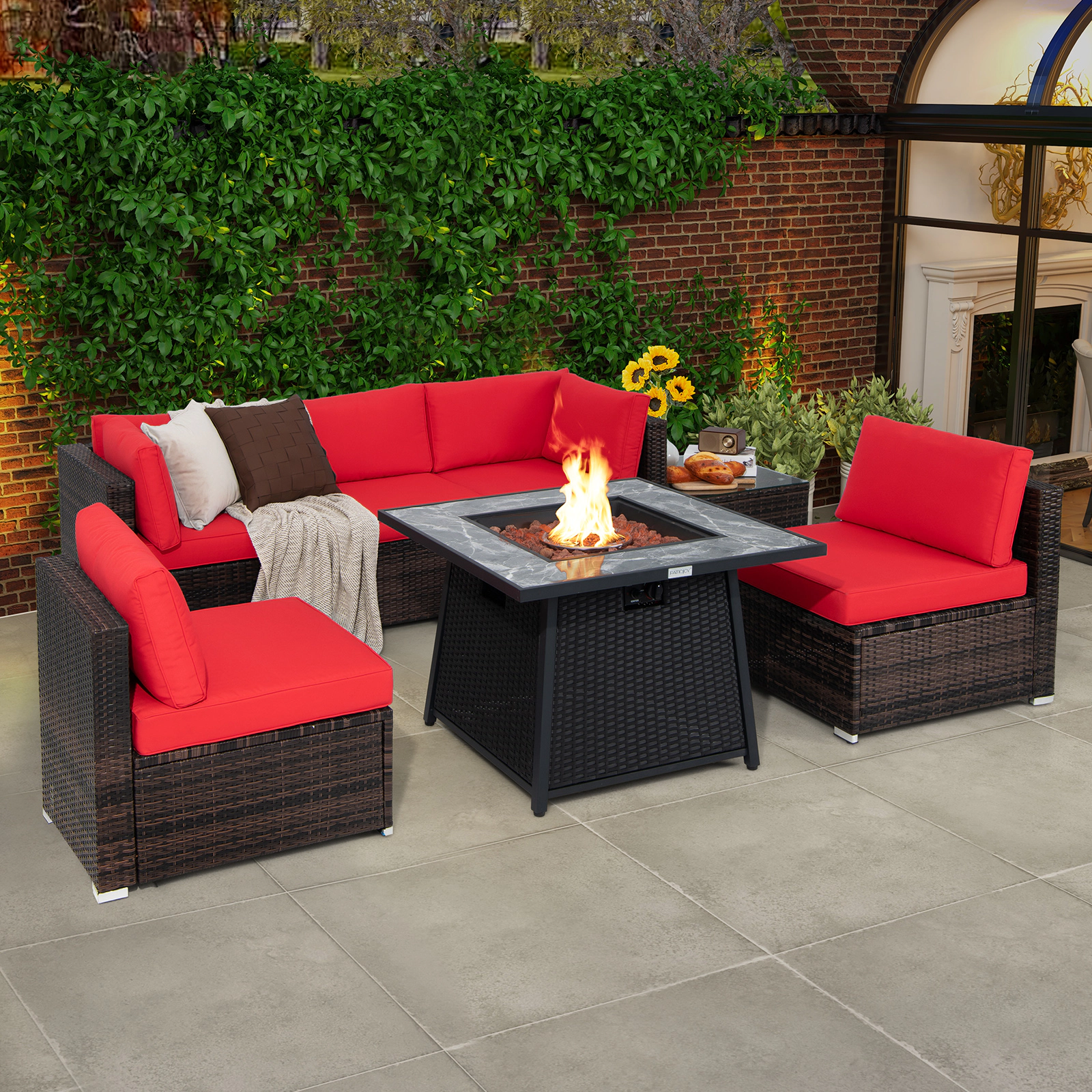 Hivvago 7 Pieces Patio Furniture Set with 35 Inches 50000 BTU