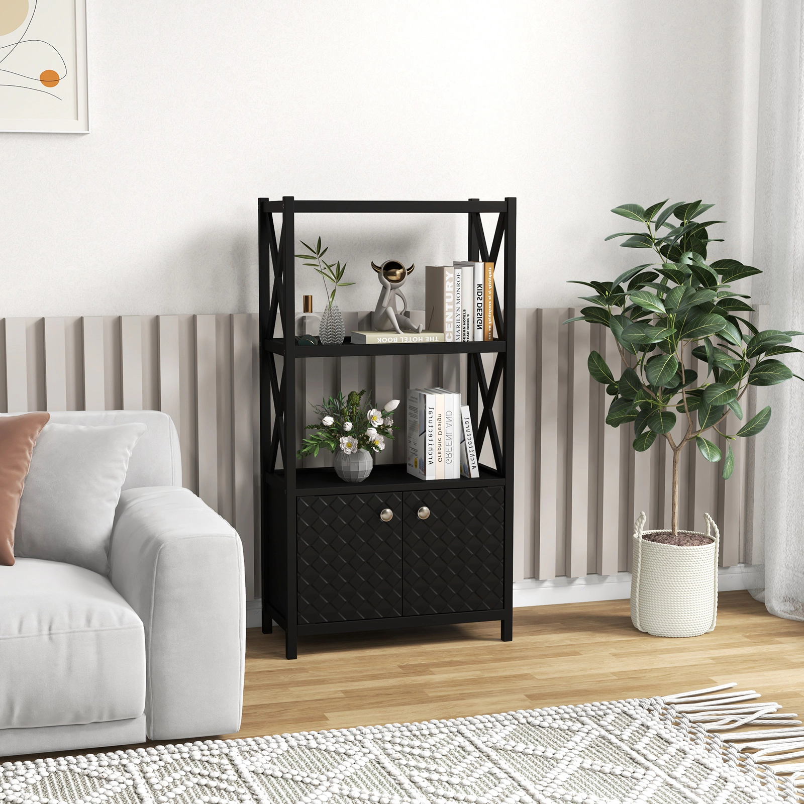 SlickBlue Freestanding Bathroom Floor Cabinet with 2 Open Shelves