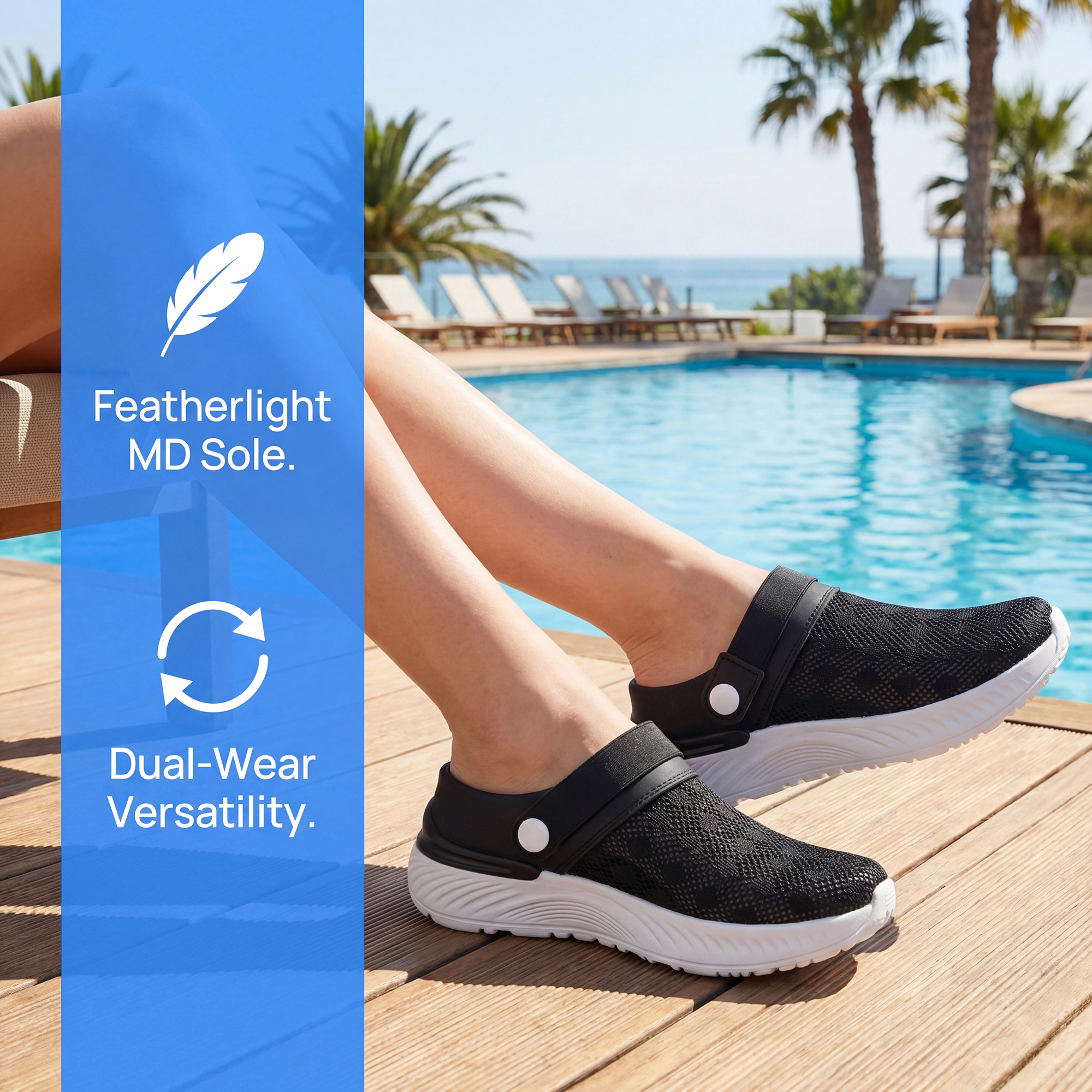 BLISSFUL STEP Women's Breathable Slip-on Garden Clogs Slippers