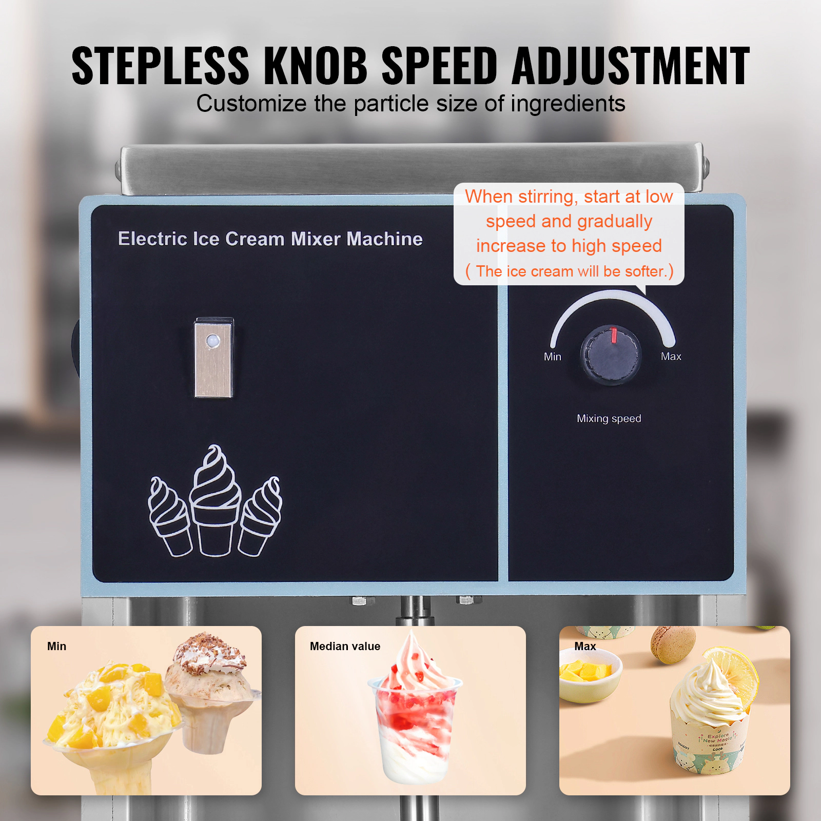 HONGGE Ice Cream Blender Speed Maker Mixer Stir Machine 304 Stainless Steel Shaker