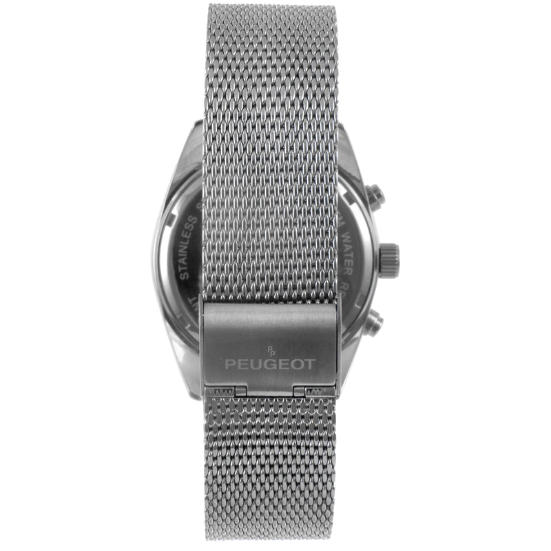 Peugeot Men's 42mm Silver Multi-Function Steel Mesh Bracelet Watch
