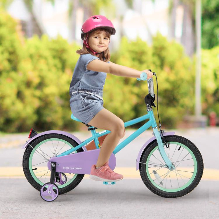 SUGIFT Blue Adjustable Handlebar Saddle and Training Wheels Kids Bike