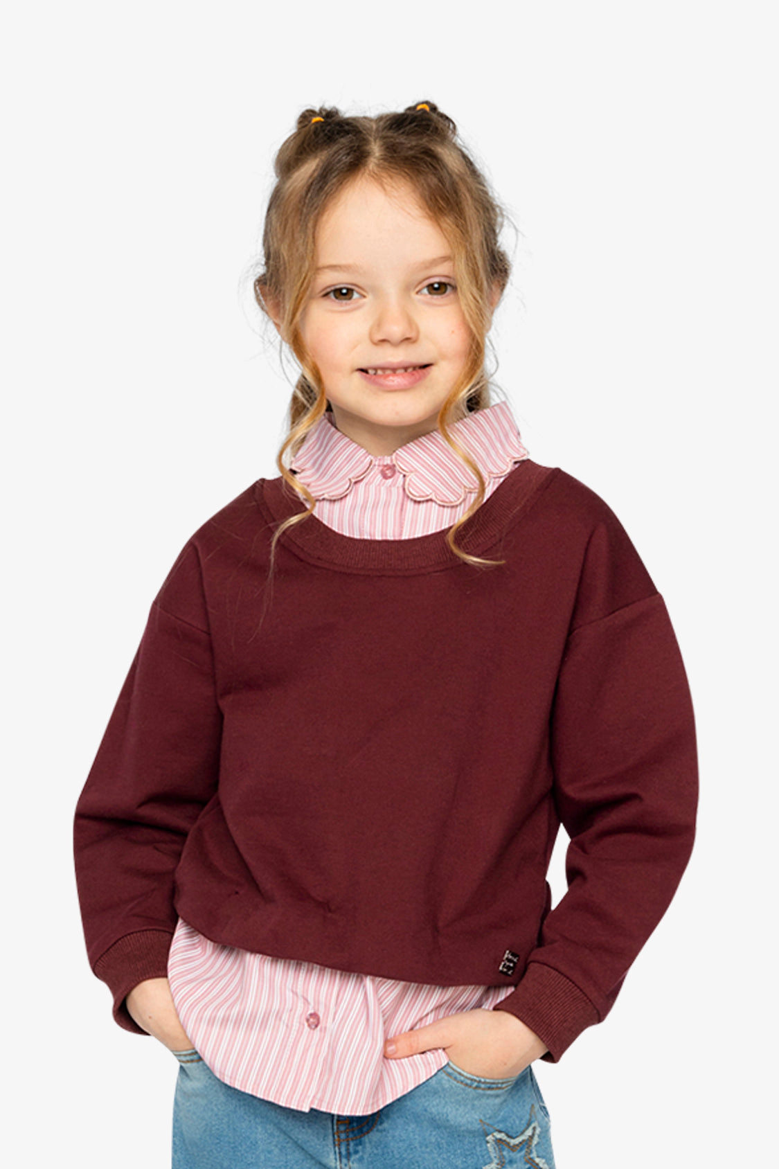 Deux par Girls Fake Two-Layer Sweater